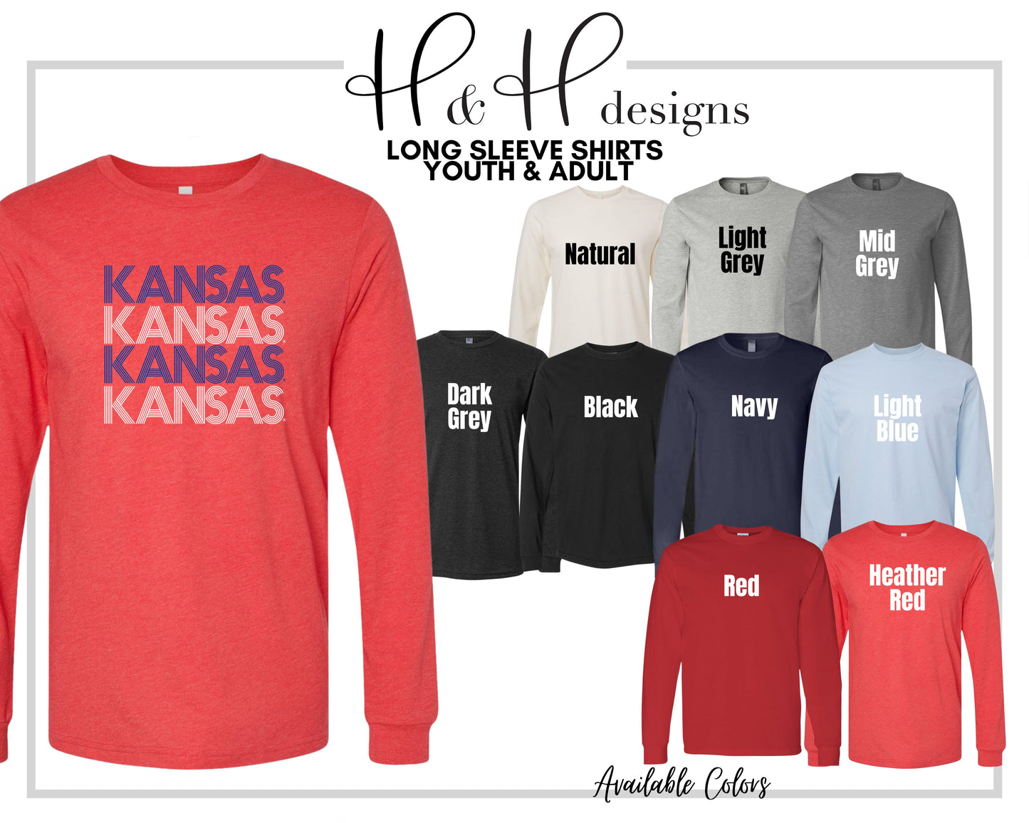 Blue & White Kansas Prisma Stack~ Licensed Apparel ~ HHKU106