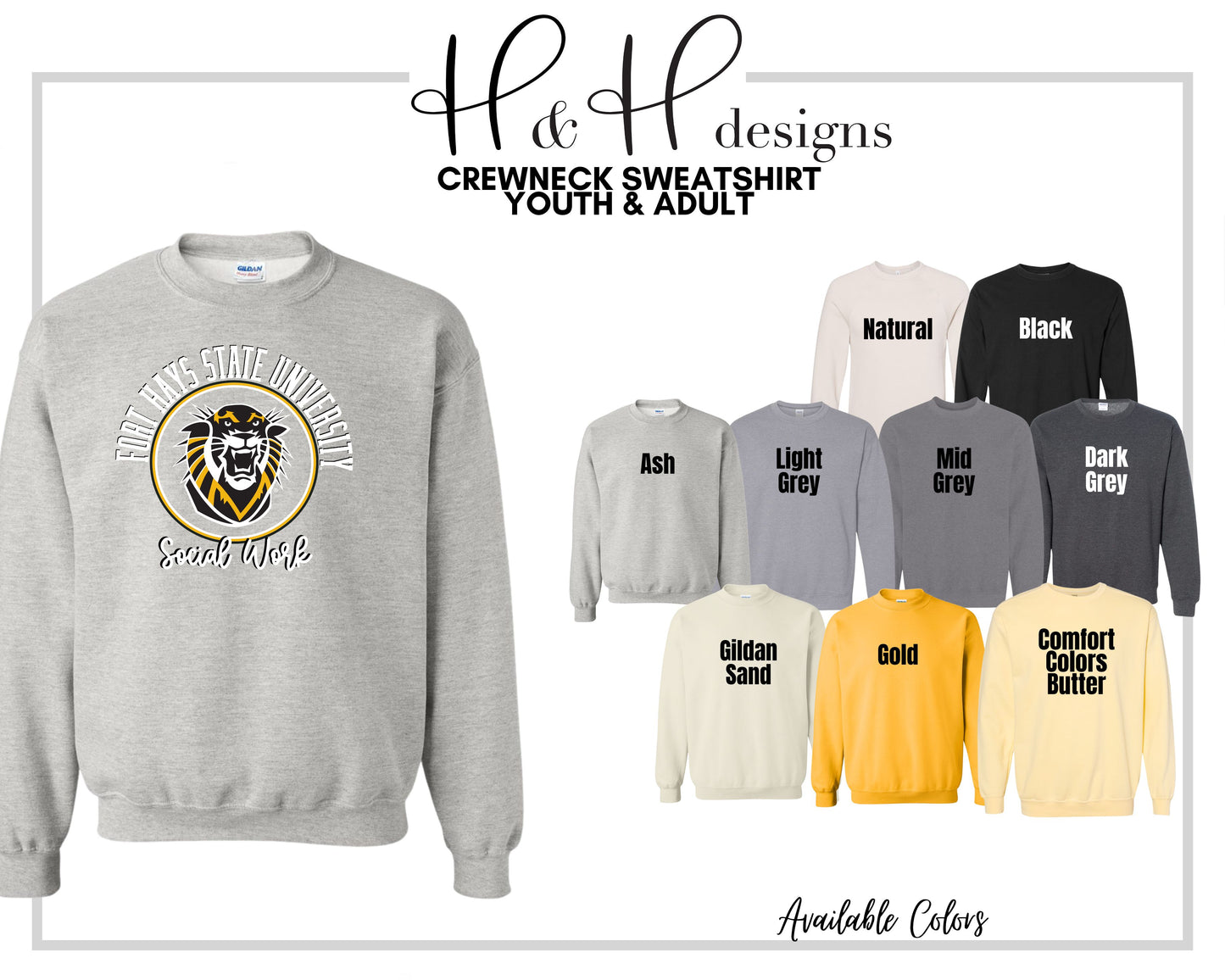Fort Hays State Social Work Distressed Round ~ Licensed Apparel ~ HHFHSU142