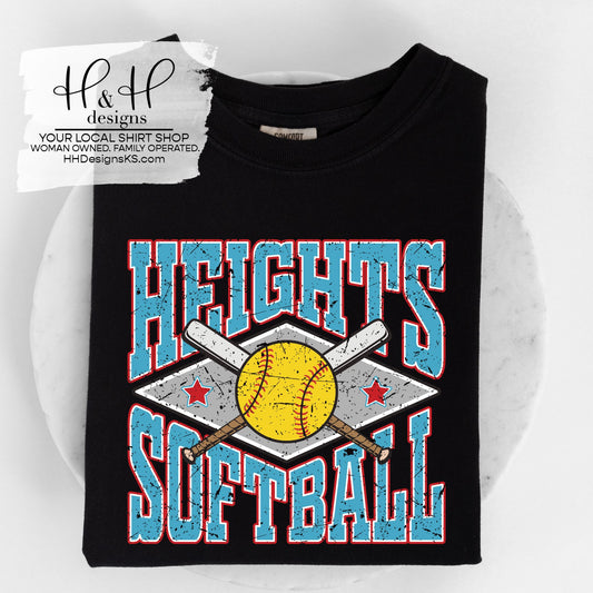 Heights Softball Distressed Diamond
