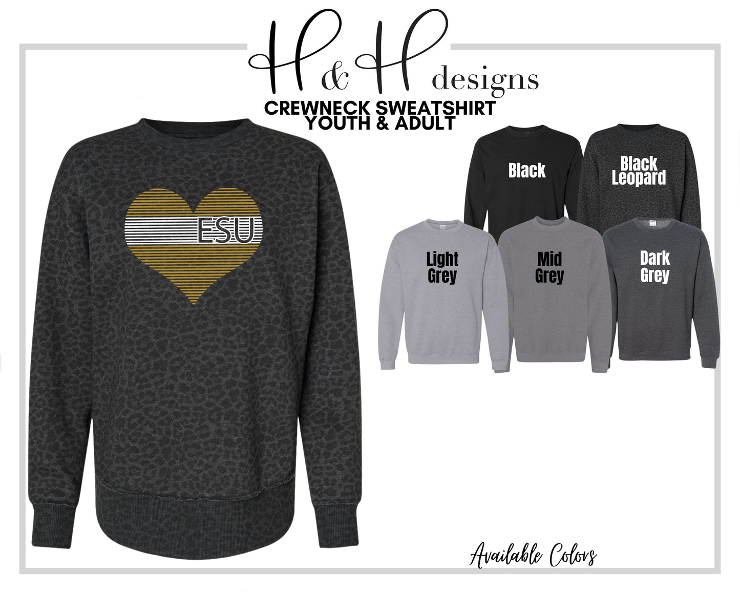 ESU Lined Heart ~ Licensed Apparel ~ HHESU116