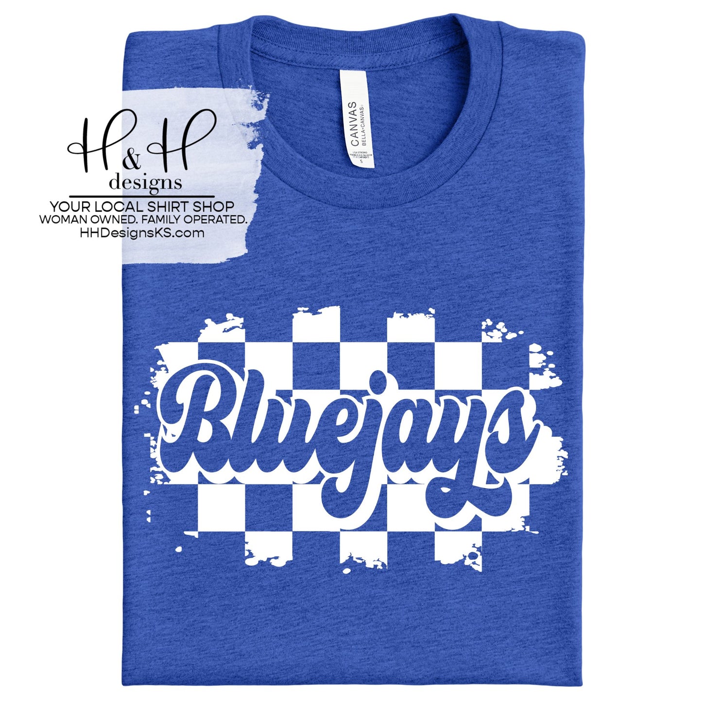 Bluejays Distressed Retro Check ~ Jay Shideler Staff Shirts ~ HH2083