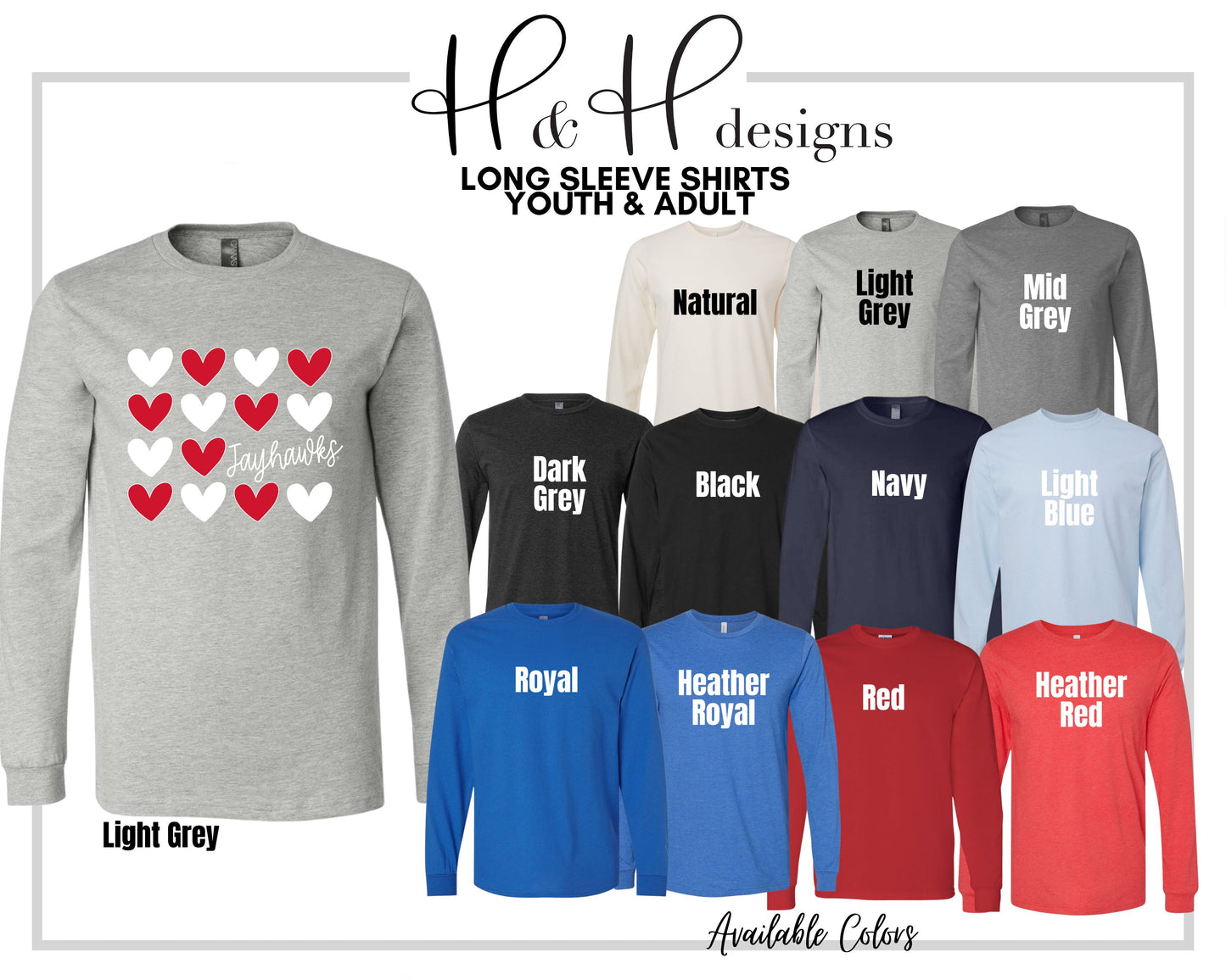 Jayhawks Repeat Hearts ~ Licensed Apparel ~ HHKU117