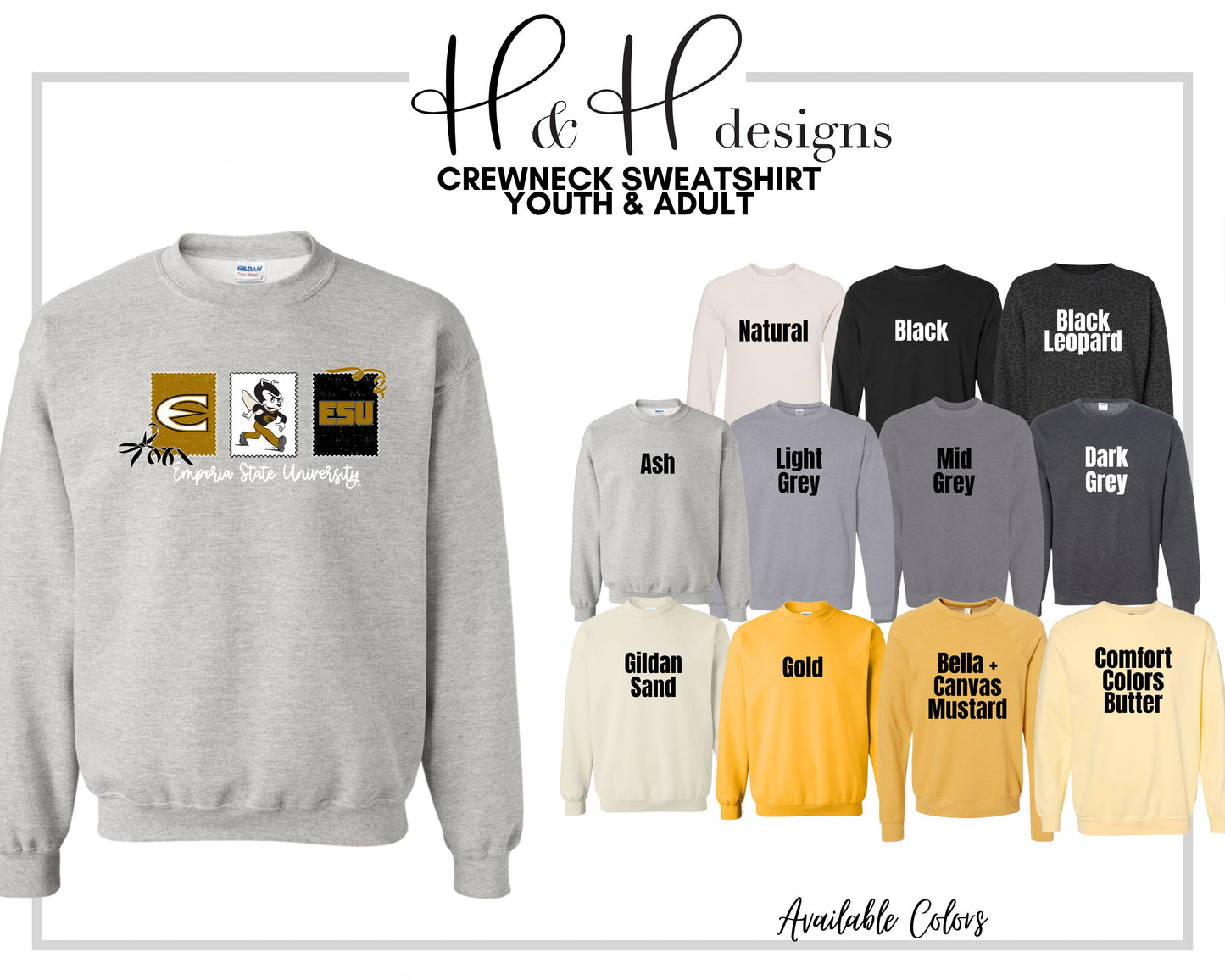 Emporia State University Stamps and Bows ~ Licensed Apparel ~ HHESU138