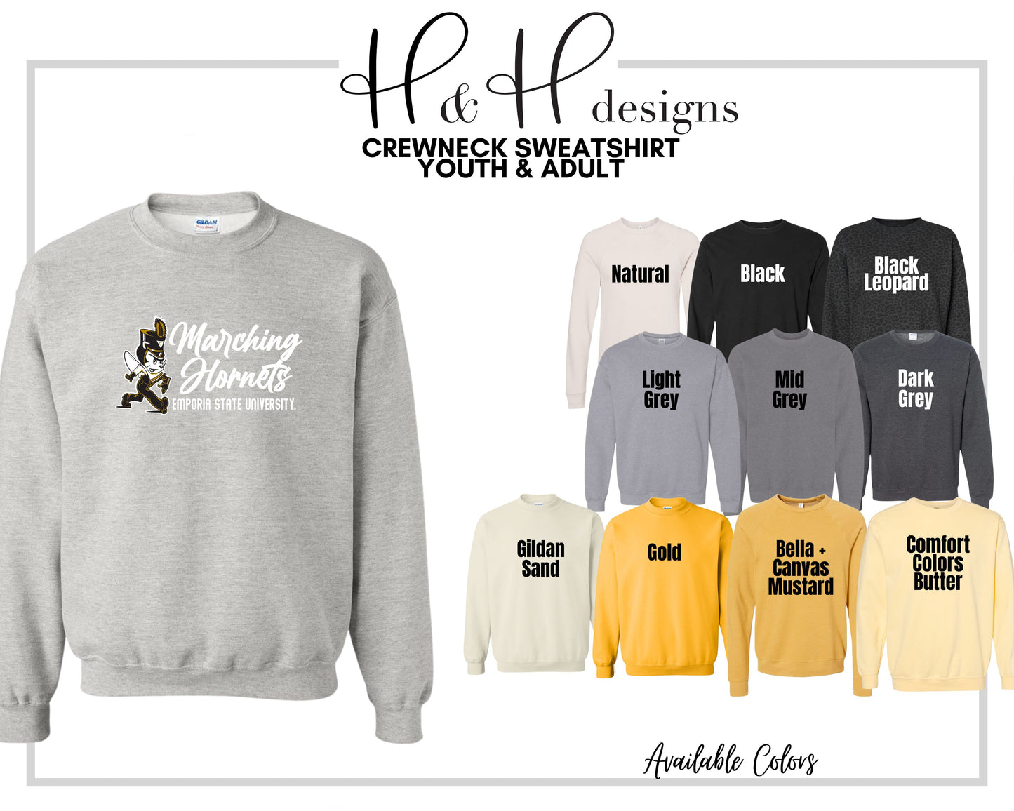 Emporia State University Marching Hornets Script ~ Licensed Apparel ~ HHESU152