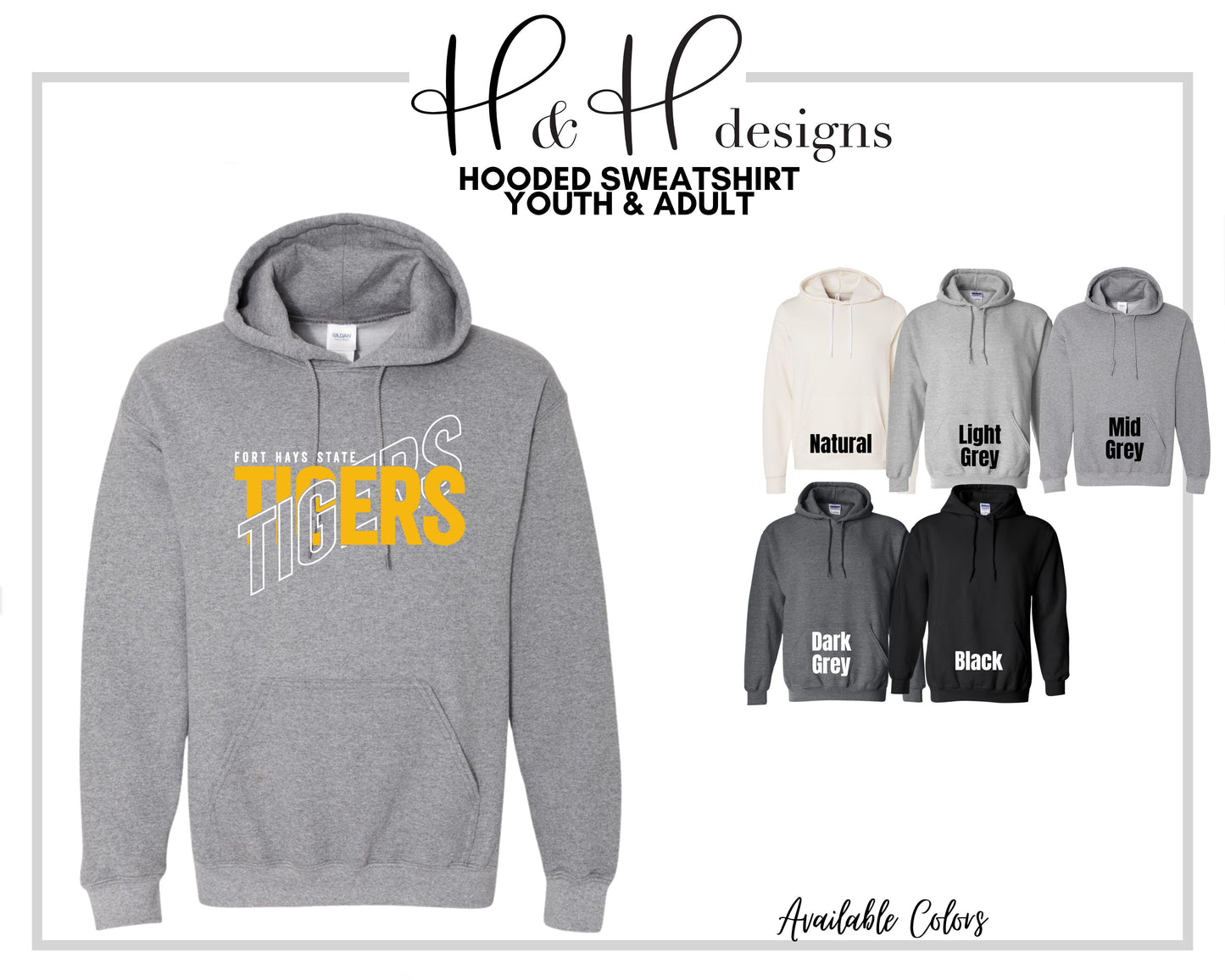 Fort Hays State Tigers Double Vision ~ Licensed Apparel ~ HHFHSU105