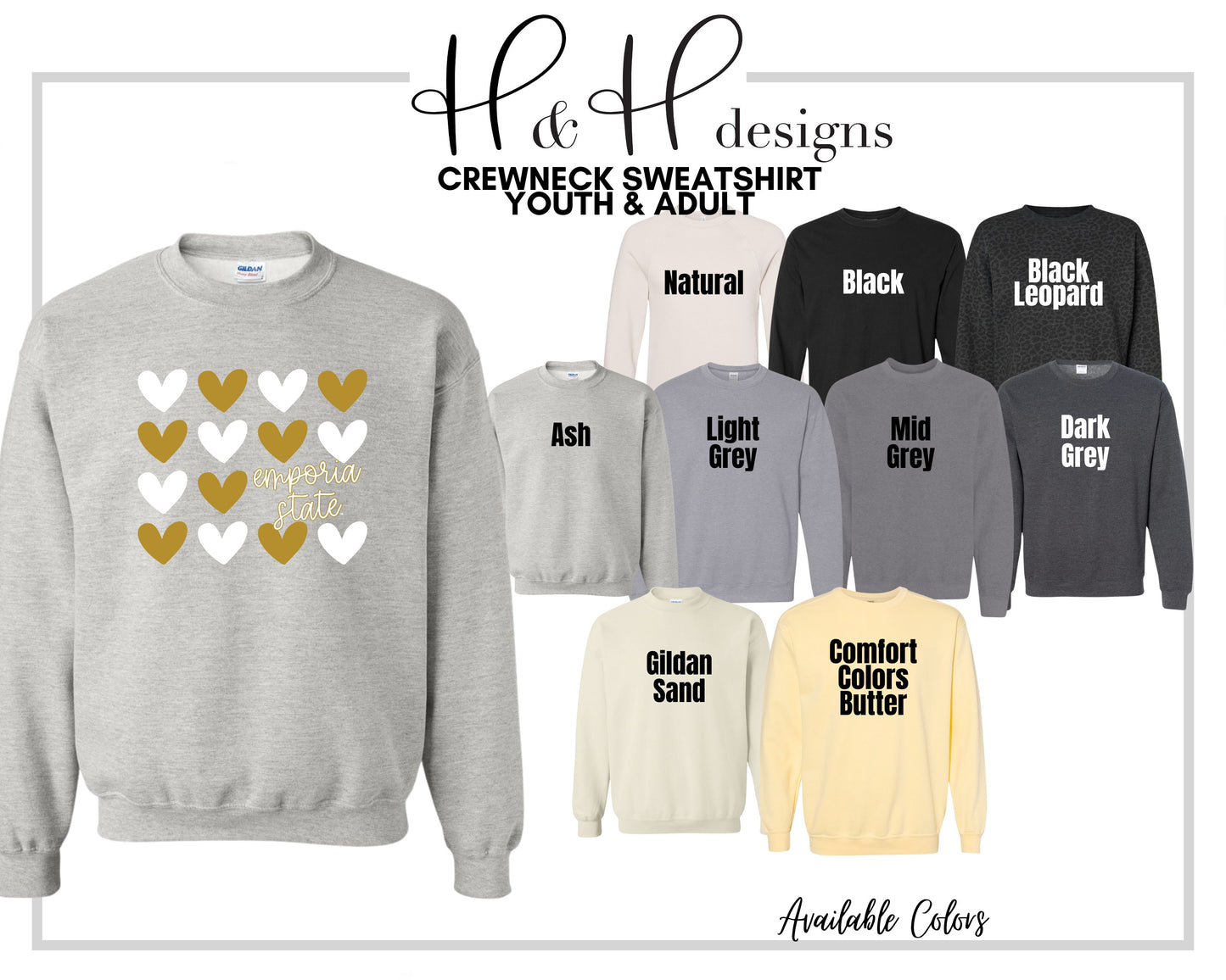 Emporia State Repeat Hearts ~ Licensed Apparel ~ HHESU101