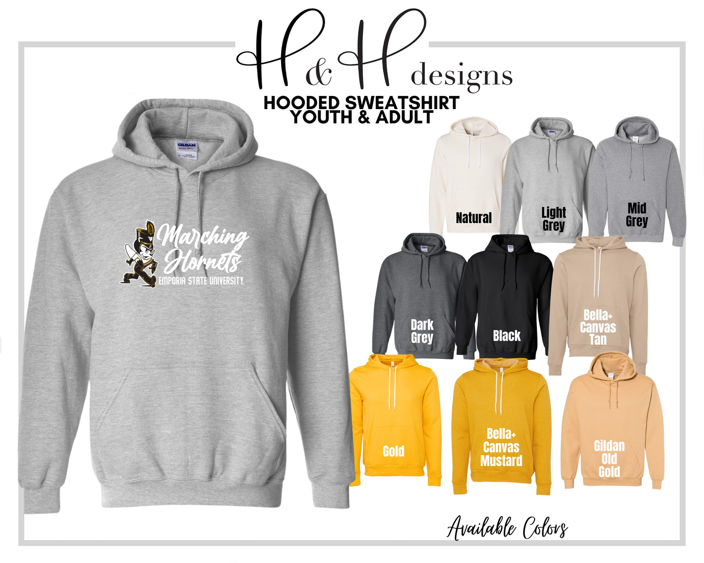 Emporia State University Marching Hornets Script ~ Licensed Apparel ~ HHESU152
