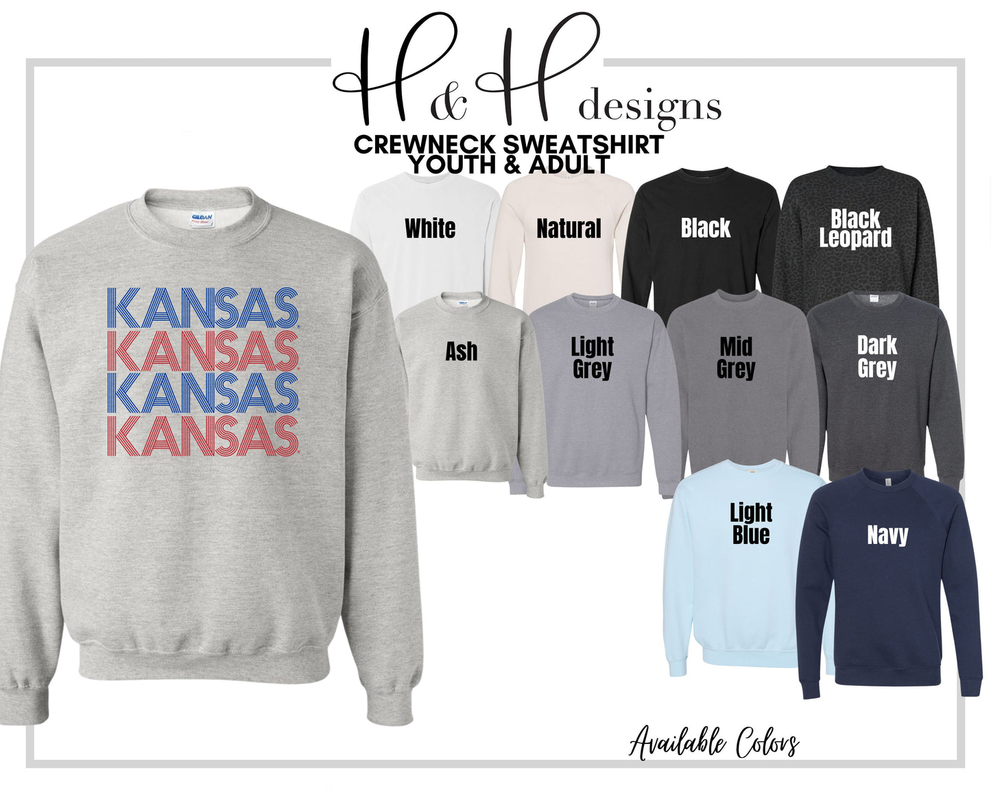 Red & Blue Kansas Prisma Stack~ Licensed Apparel ~ HHKU107