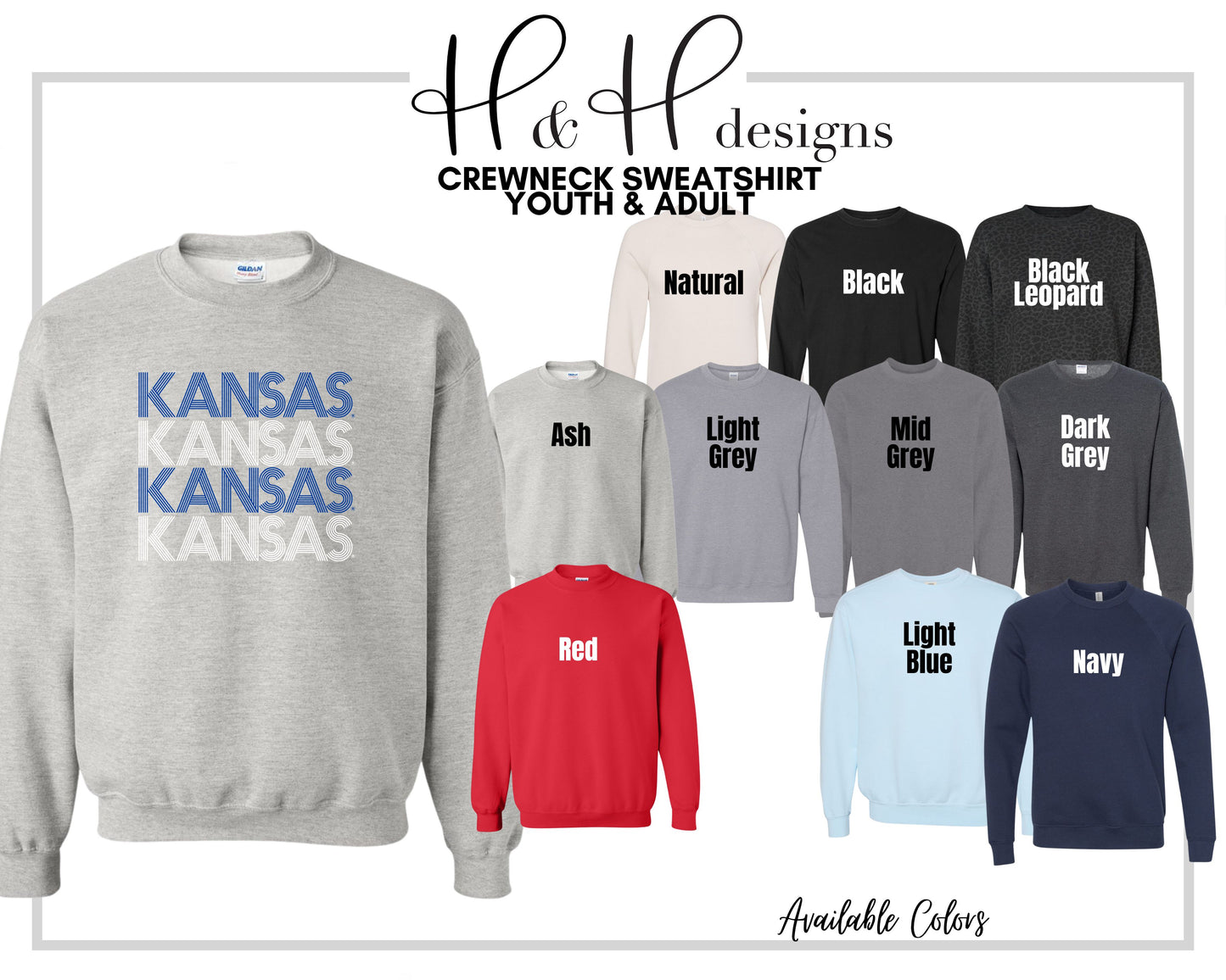 Blue & White Kansas Prisma Stack~ Licensed Apparel ~ HHKU106
