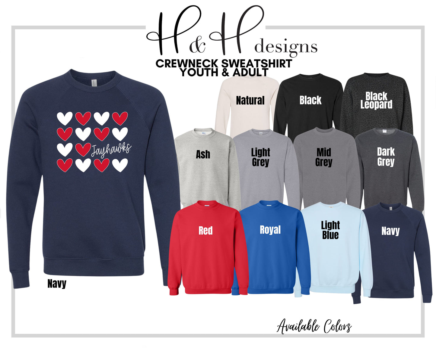 Jayhawks Repeat Hearts ~ Licensed Apparel ~ HHKU117