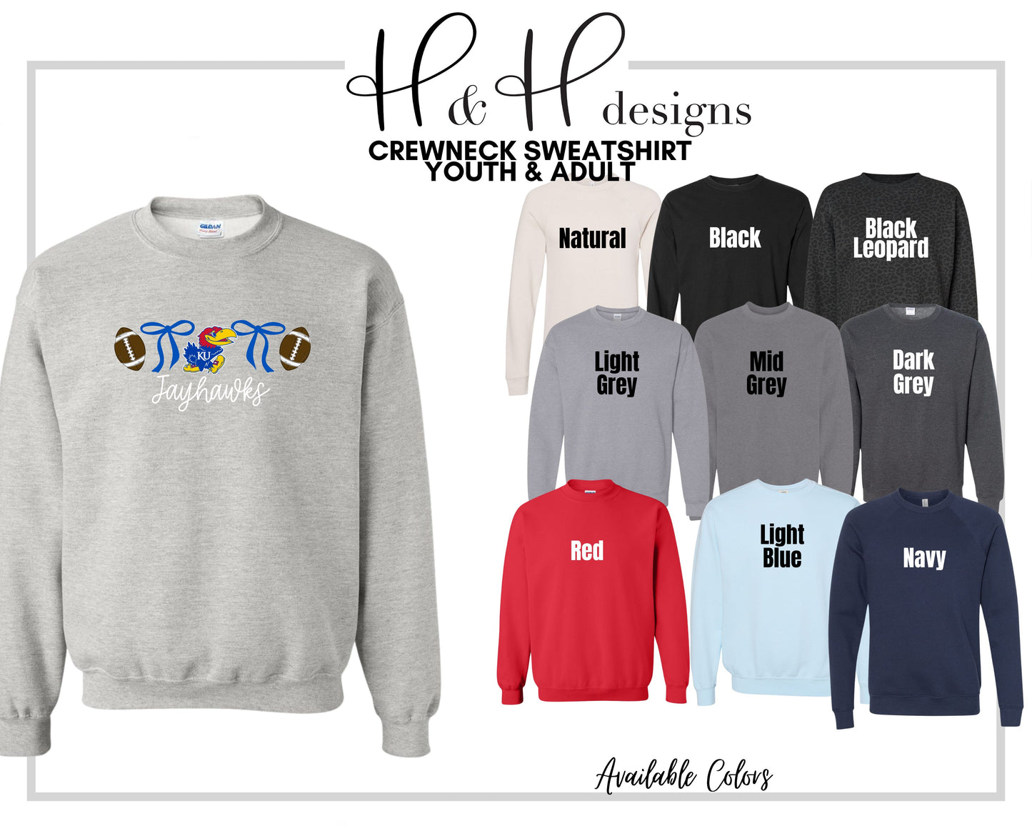 Jayhawks Coquette Bows  ~ Licensed Apparel ~ HHKU156