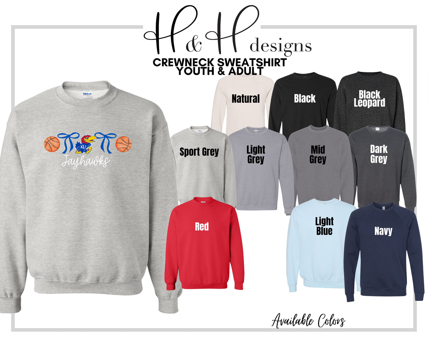 Jayhawks Coquette Basketball Bows ~ Licensed Apparel ~ HHKU158