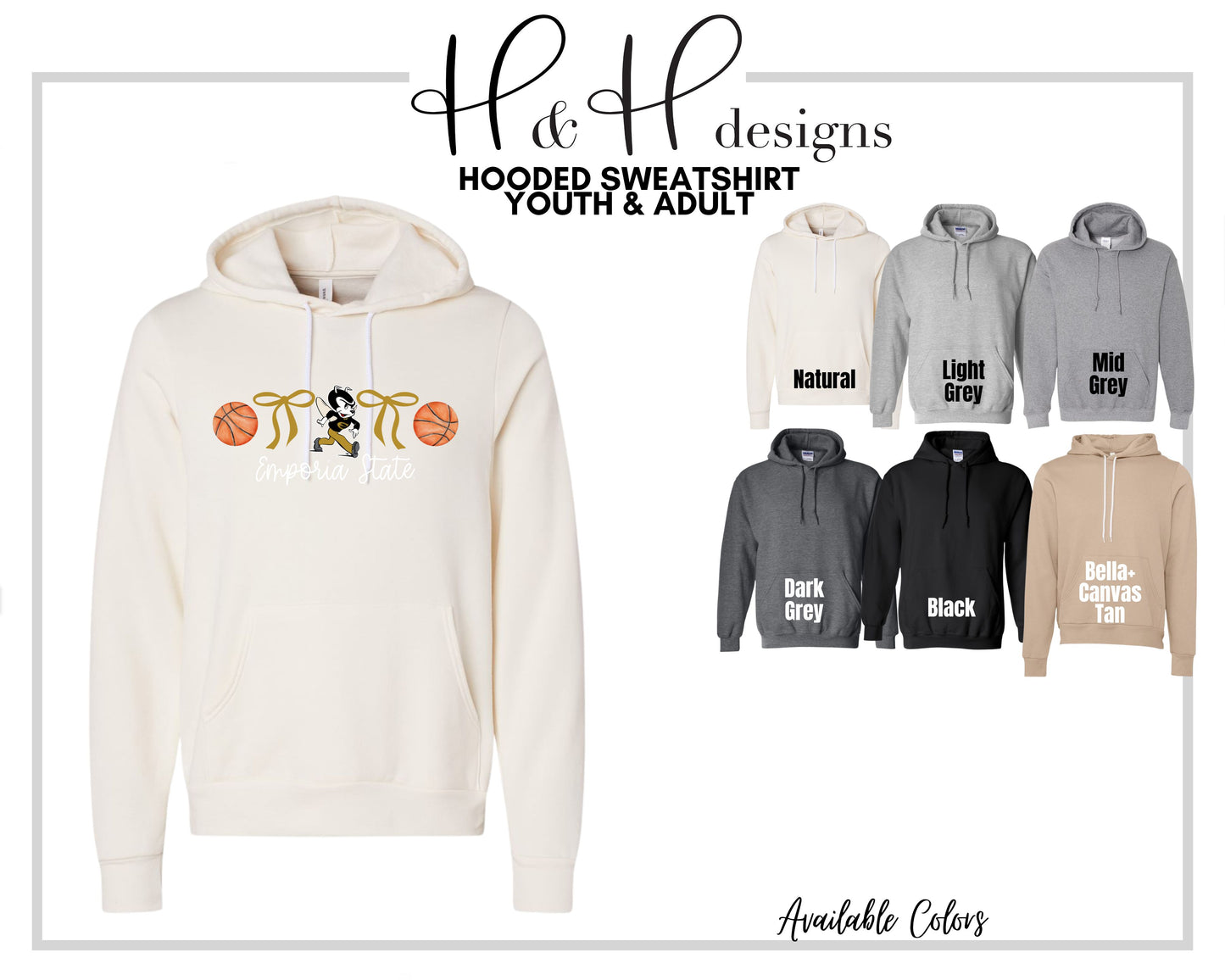 Emporia State Basketball Coquette Bows ~ Licensed Apparel ~ HHESU126