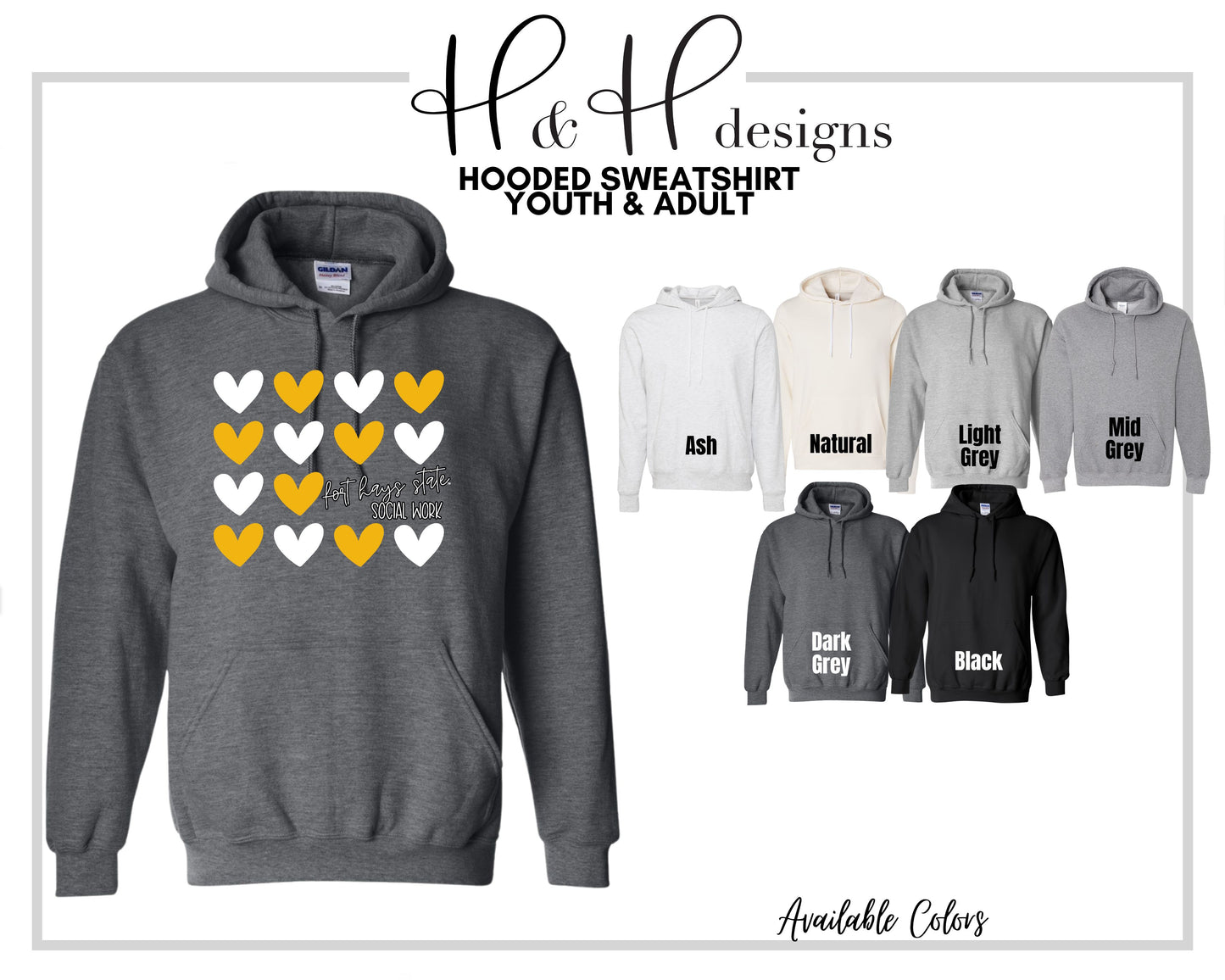 Fort Hays State Social Work Repeat Hearts ~ Licensed Apparel ~ HHFHSU137