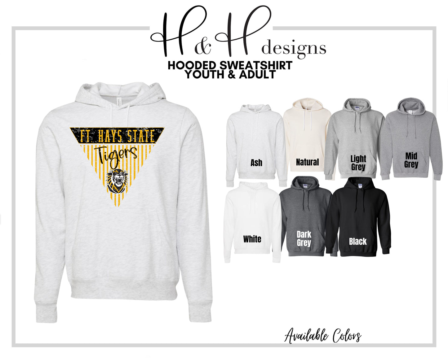 Ft Hays State Striped Pennant ~ Licensed Apparel ~ HHFHSU116