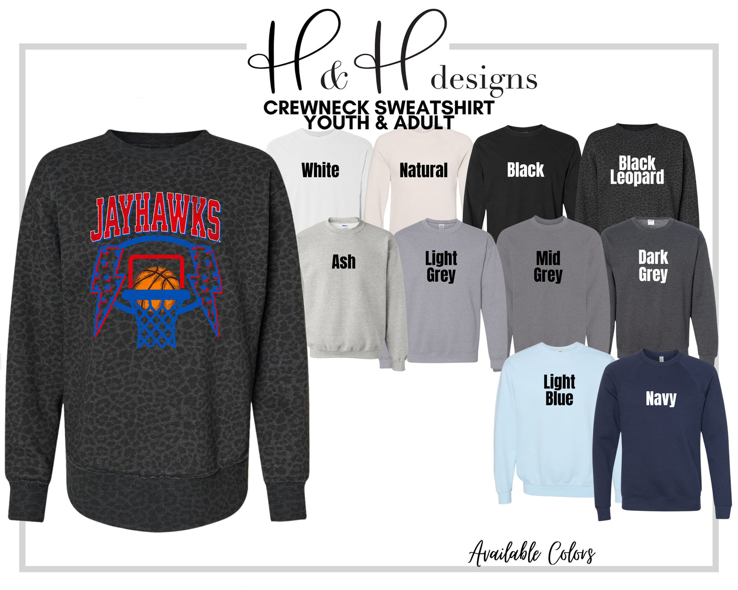 Jayhawks Lightning Bolt Basketball ~ Licensed Apparel ~ HHKU179