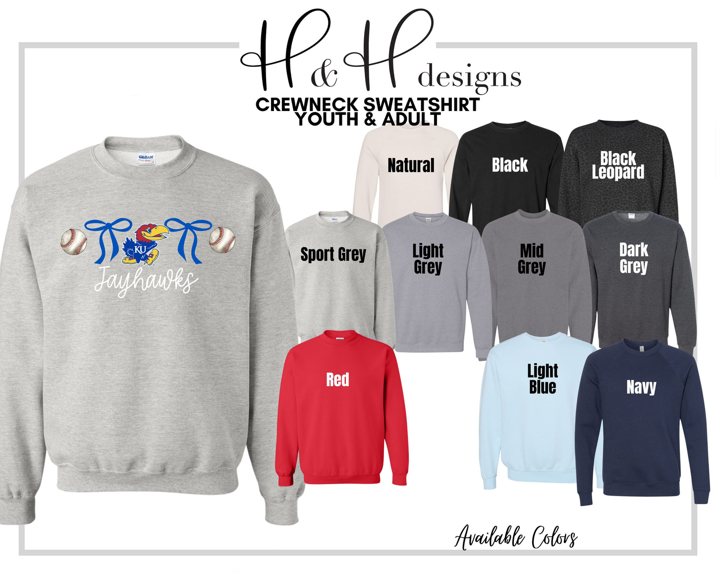 Jayhawks Coquette Baseball Bows  ~ Licensed Apparel ~ HHKU166