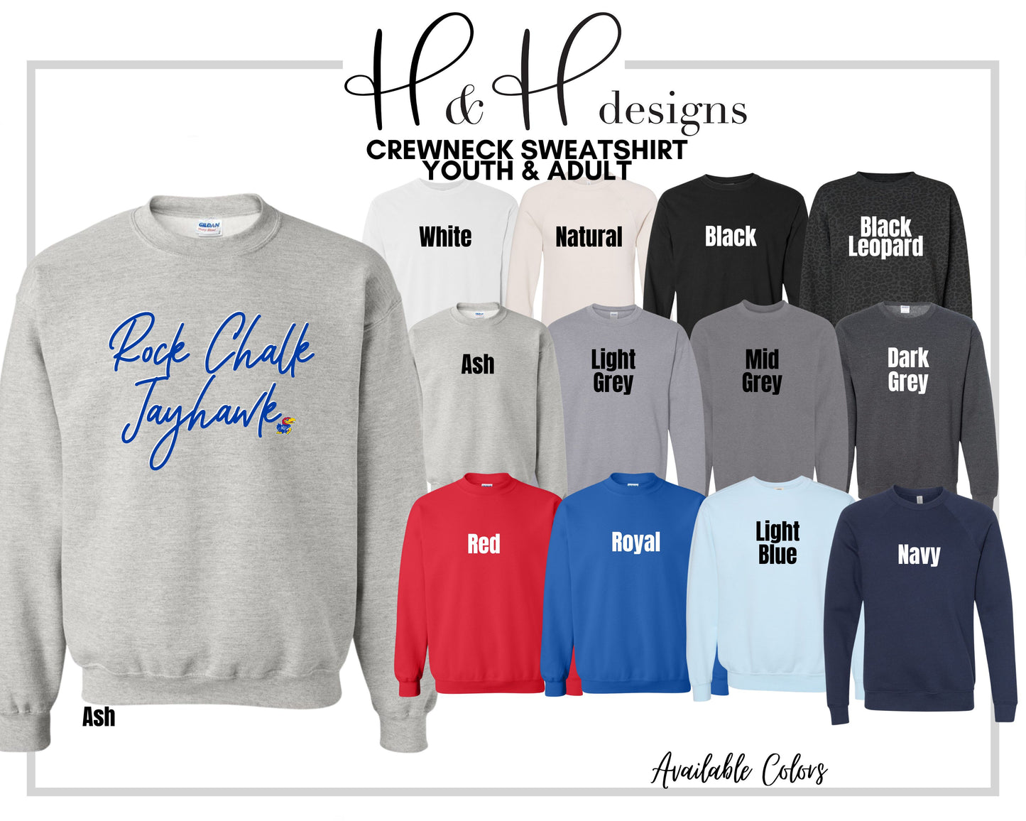Rock Chalk Jayhawk Script Stack ~ Licensed Apparel ~ HHKU113