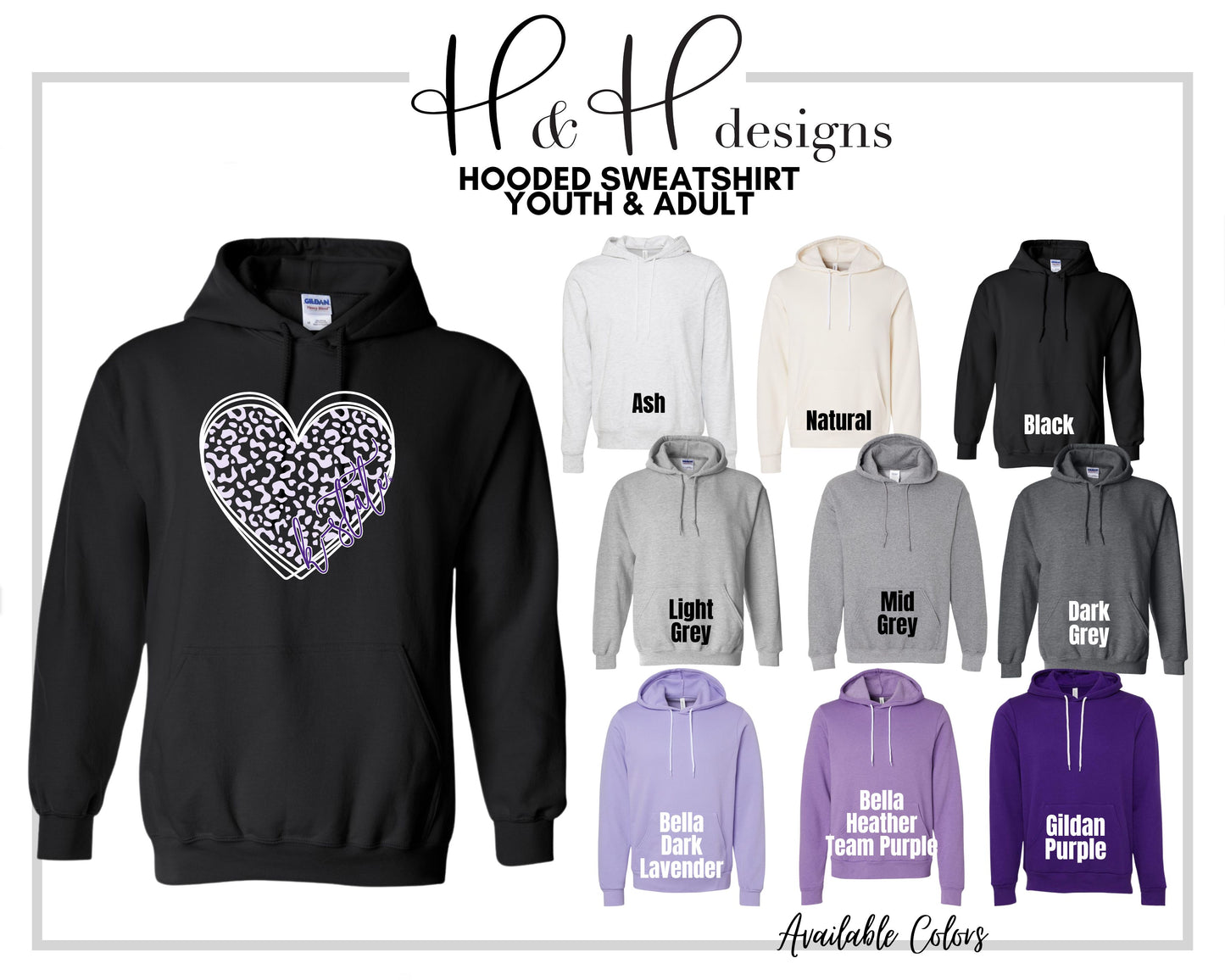 K-State Hallow Leopard Heart ~ HHKSU115 ~ Licensed K-State Apparel