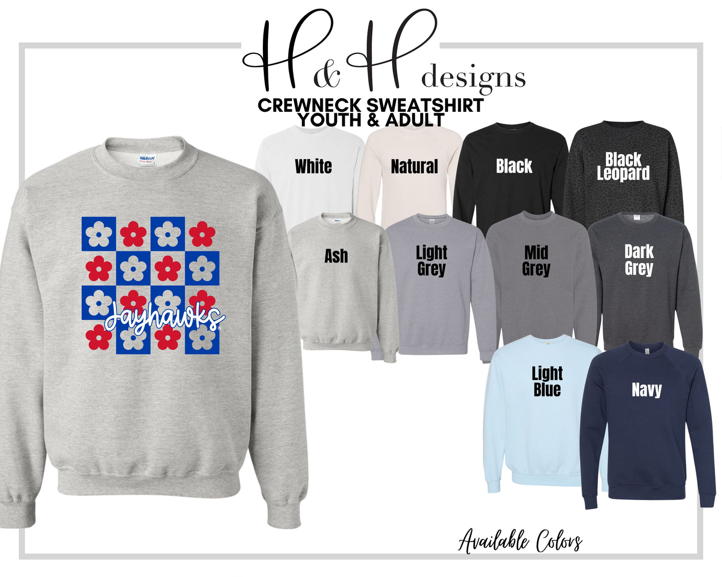 Jayhawks Daisy Block~ Licensed Apparel ~ HHKU109