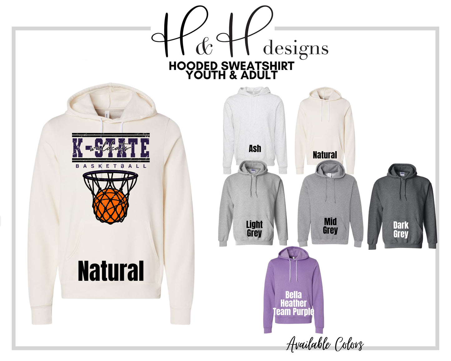 K-State Wildcats Double Lined Basketball ~ Licensed Apparel ~ HHKSU207