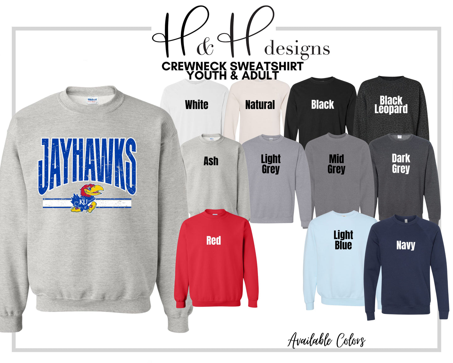 Jayhawks Distressed Warp  ~ Licensed Apparel ~ HHKU147