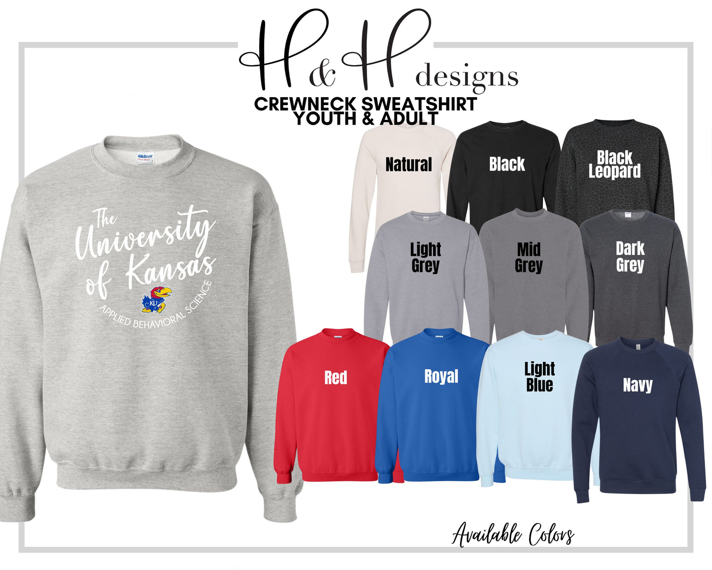 The Unversity of Kansas Applied Behavioral Science Round Script ~ Licensed Apparel ~ HHKU187