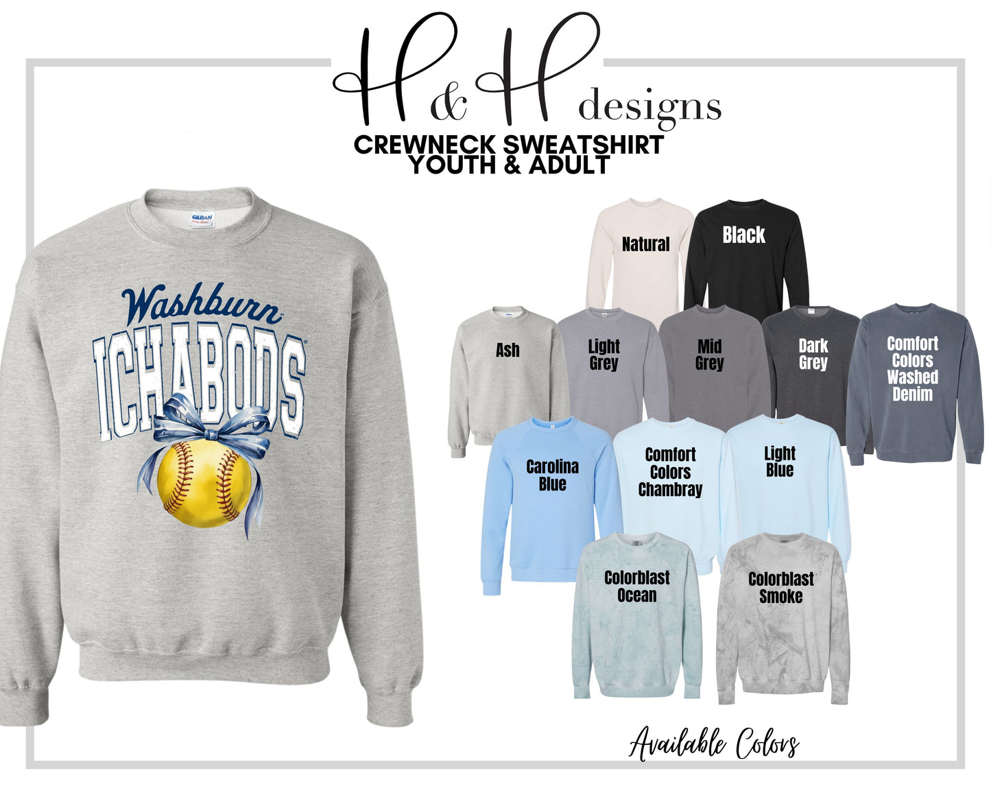 Washburn Ichabods Softball Block Bow ~ Licensed Apparel ~ HHWU240
