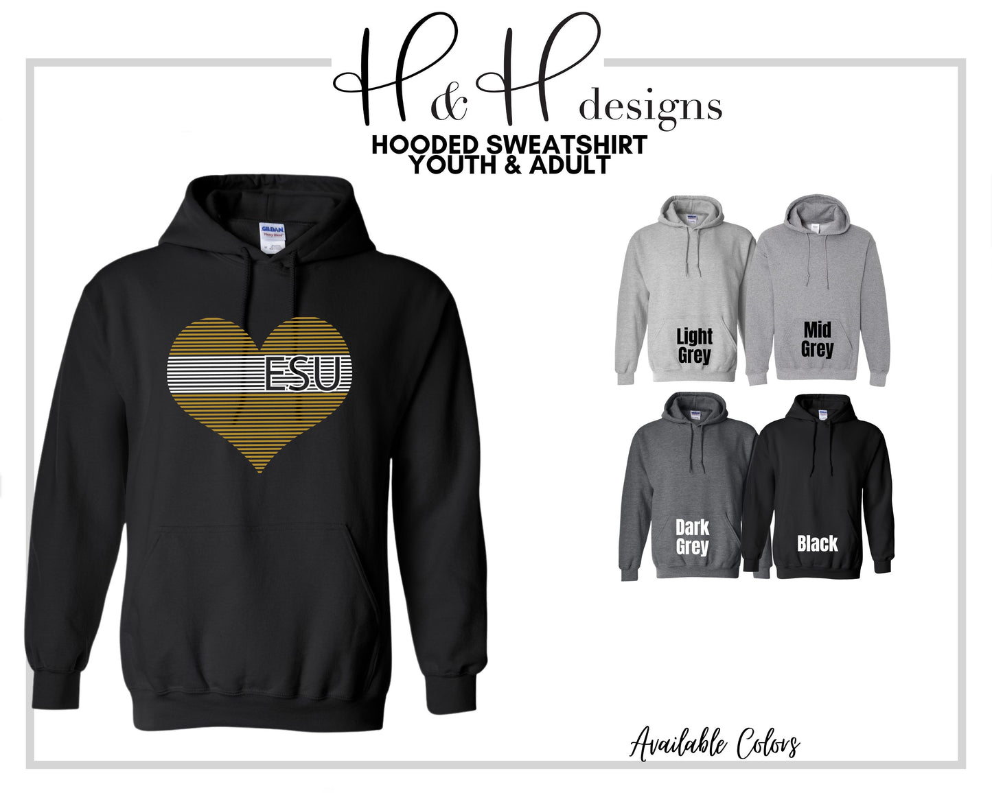 ESU Lined Heart ~ Licensed Apparel ~ HHESU116
