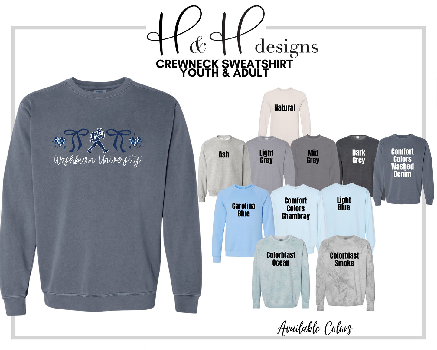 Washburn University Hearts Coquette Bows  ~ Licensed Apparel ~ HHWU215