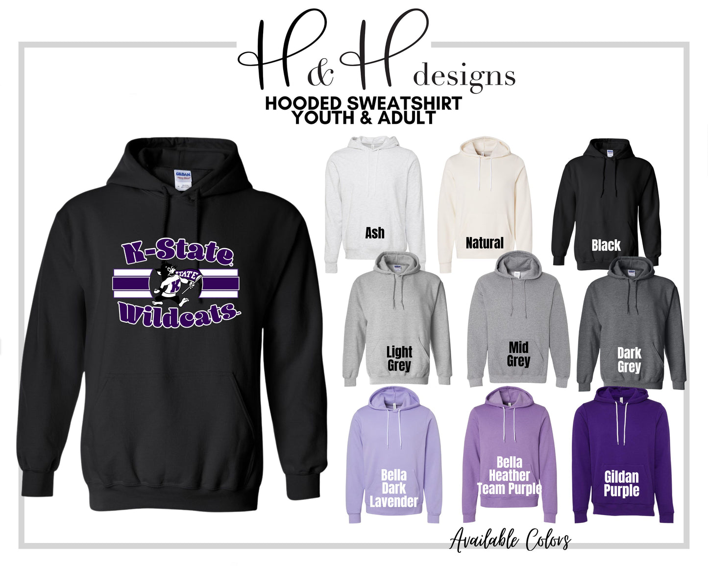 K-State Wildcats Classic Triple Line With Logo ~ HHKSU128 ~ Licensed K-State Apparel