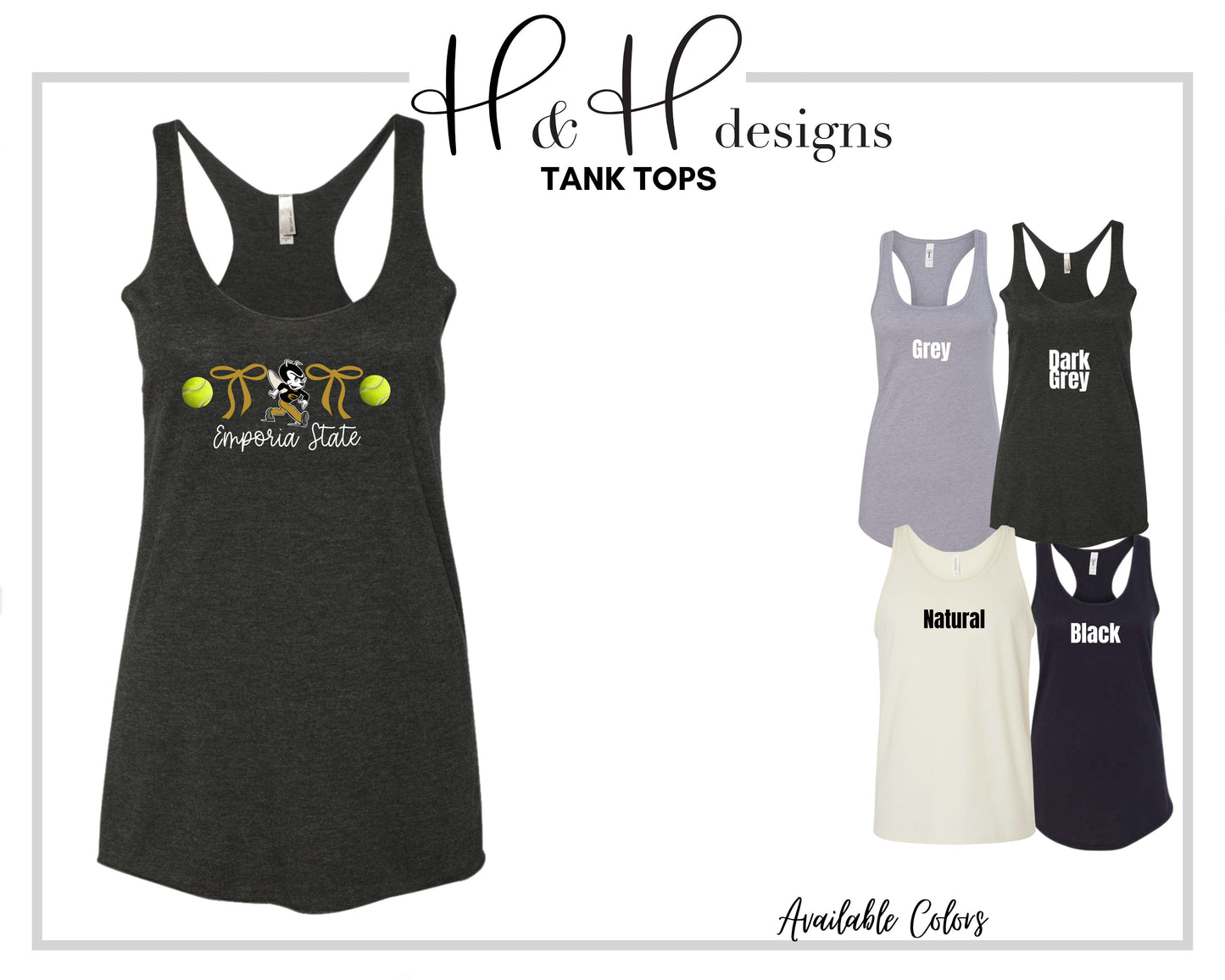 Emporia State Coquette Tennis Bows  ~ Licensed Apparel ~ HHESU132