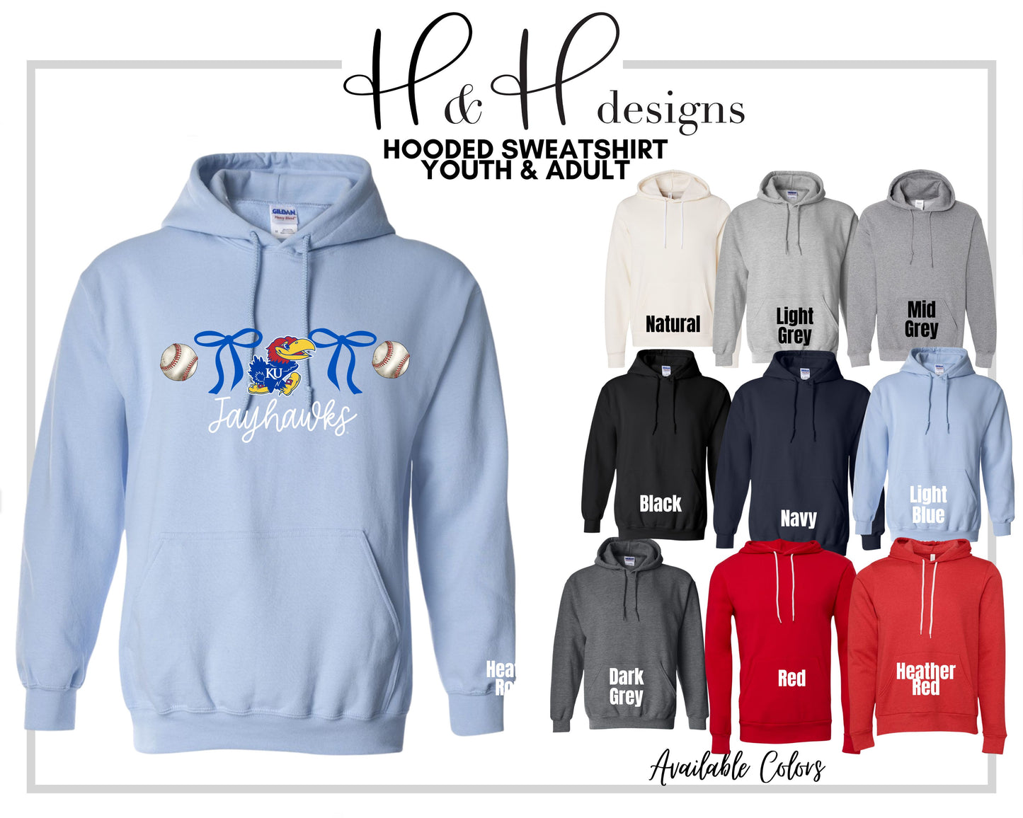 Jayhawks Coquette Baseball Bows  ~ Licensed Apparel ~ HHKU166