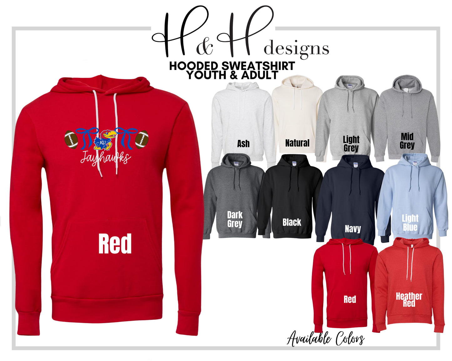 Jayhawks Coquette Bows  ~ Licensed Apparel ~ HHKU156
