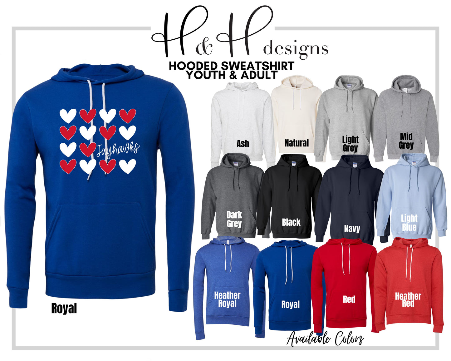 Jayhawks Repeat Hearts ~ Licensed Apparel ~ HHKU117