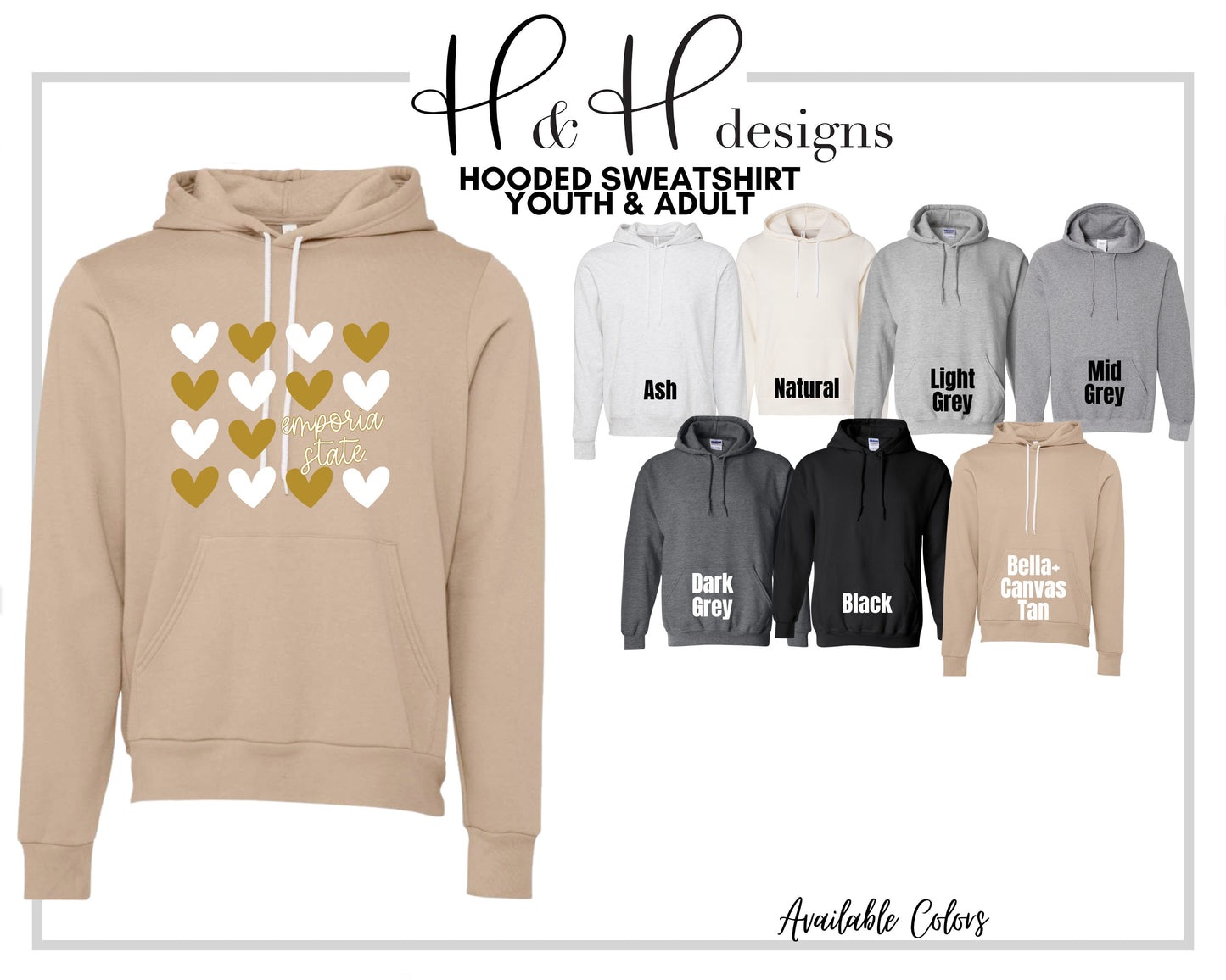 Emporia State Repeat Hearts ~ Licensed Apparel ~ HHESU101