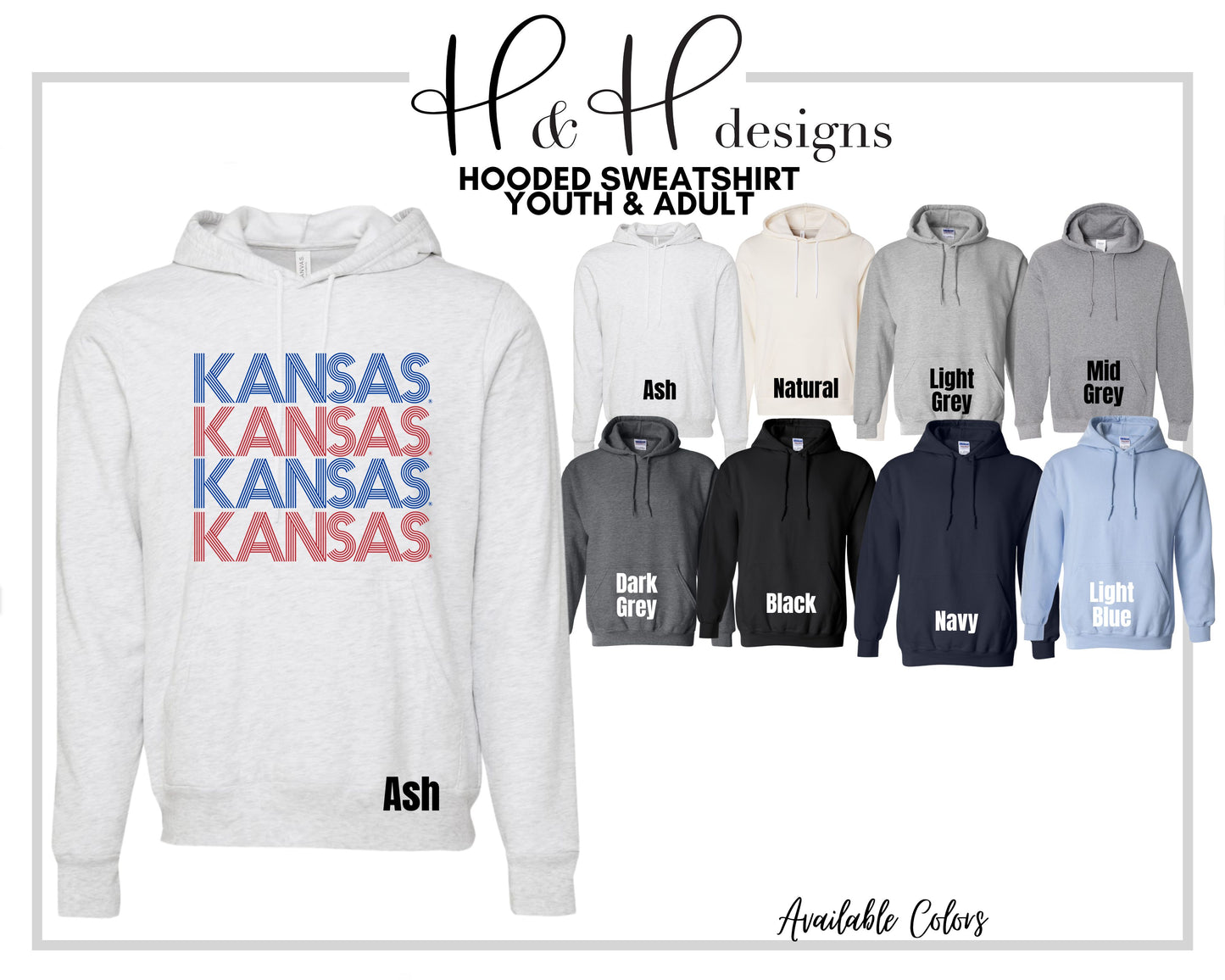 Red & Blue Kansas Prisma Stack~ Licensed Apparel ~ HHKU107