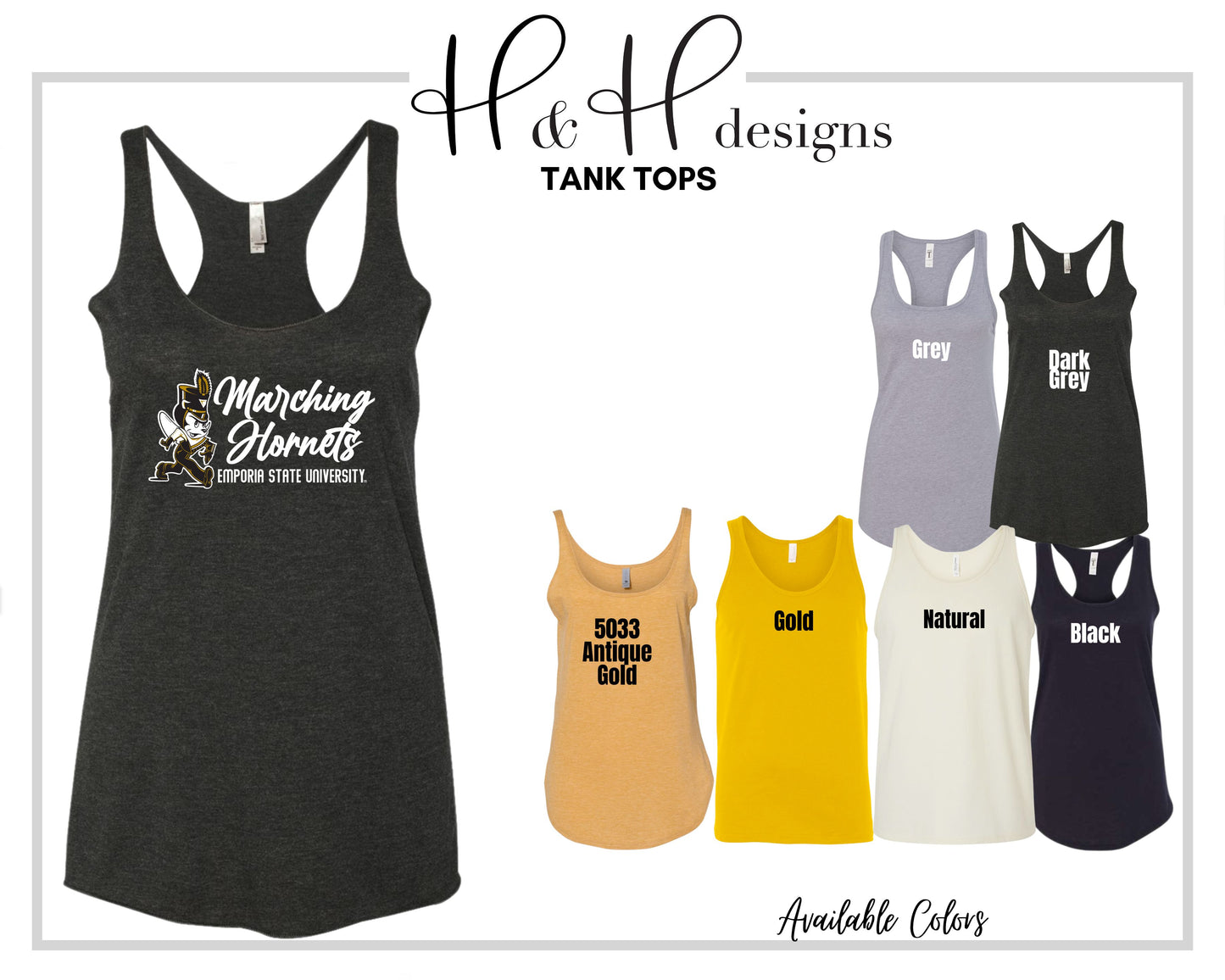 Emporia State University Marching Hornets Script ~ Licensed Apparel ~ HHESU152