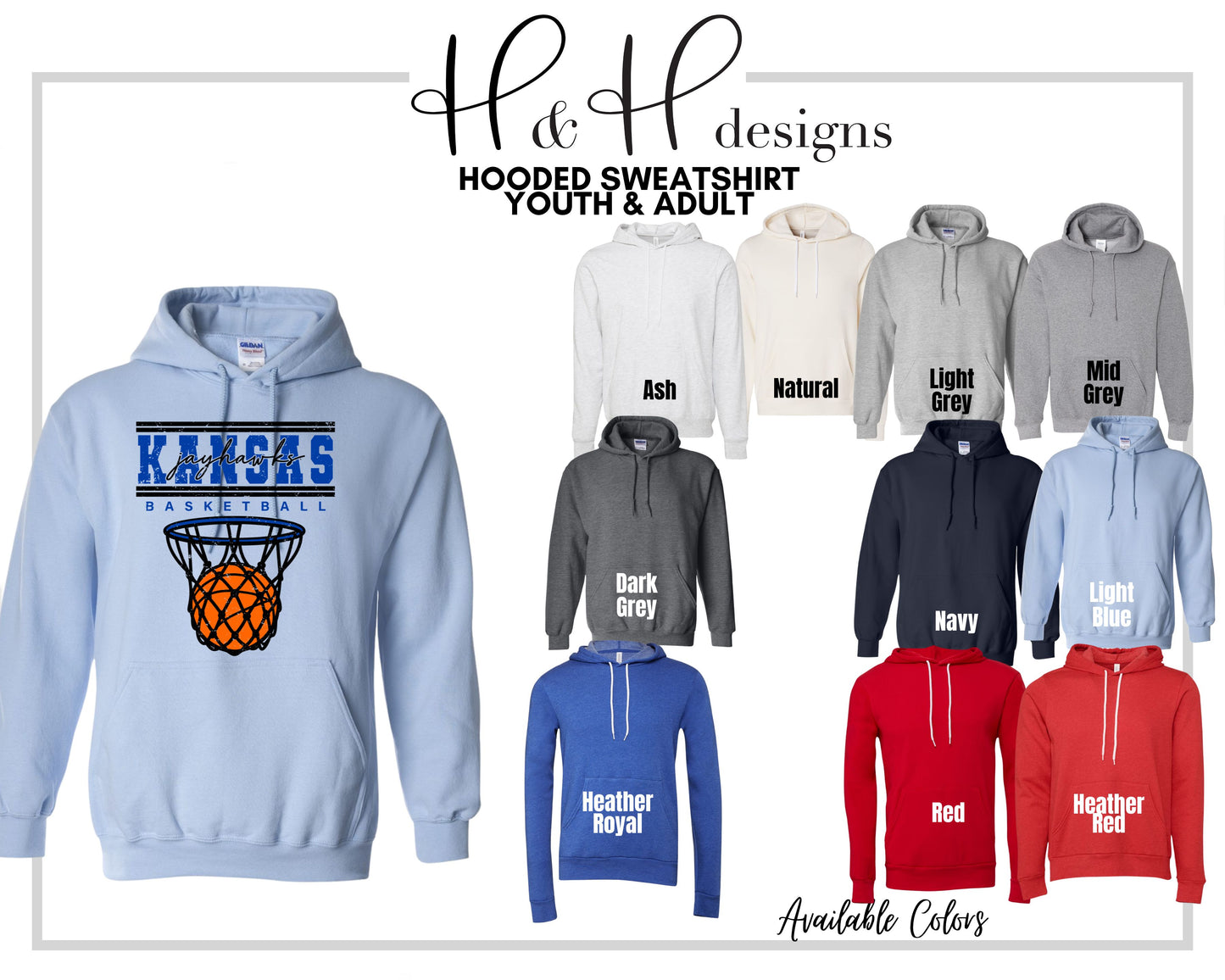 Kansas Jayhawks Double Lined Basketball  ~ Licensed Apparel ~ HHKU178