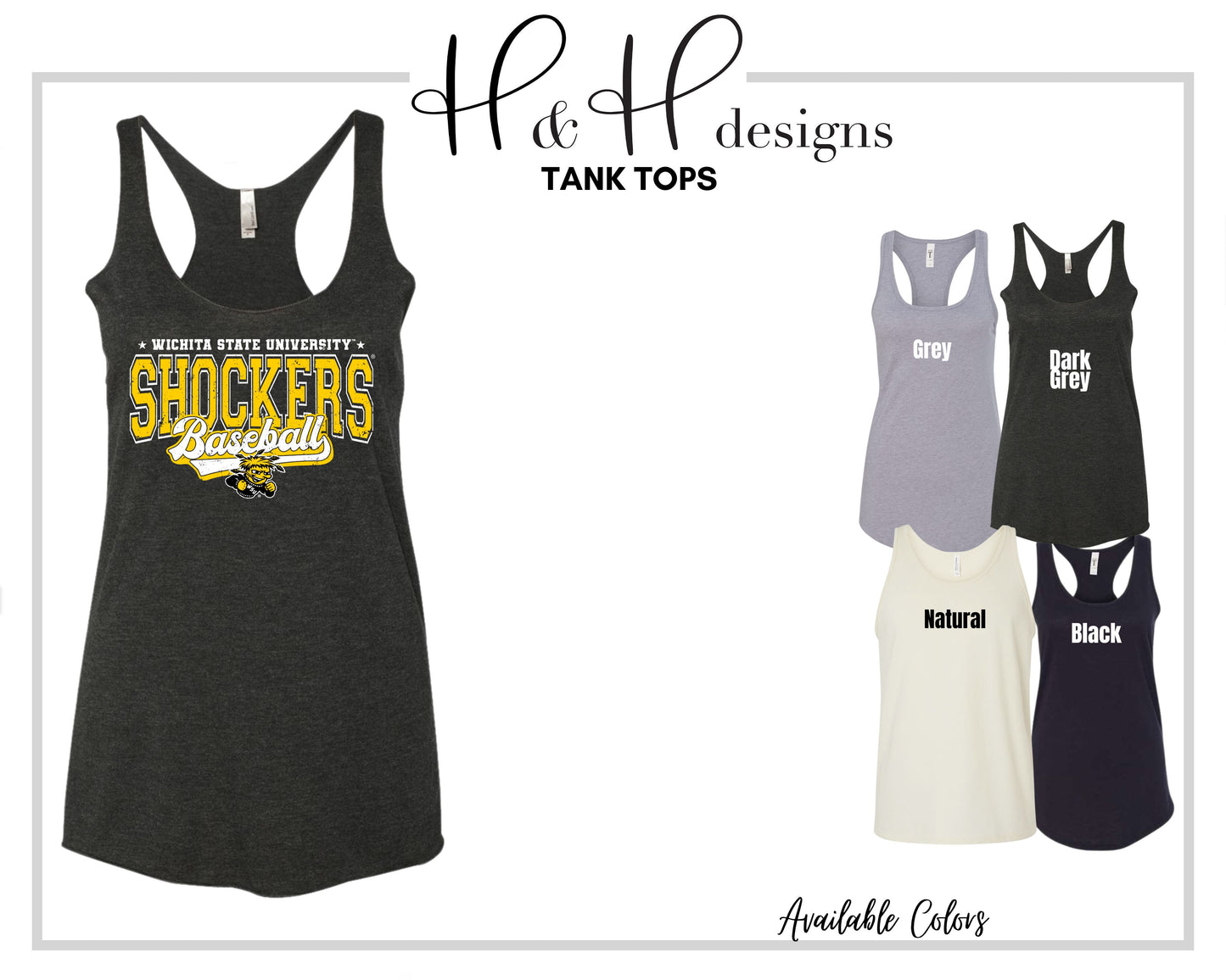 Wichita State Shockers Baseball Distressed Retro Script ~ Licensed Apparel ~ HHWSU133