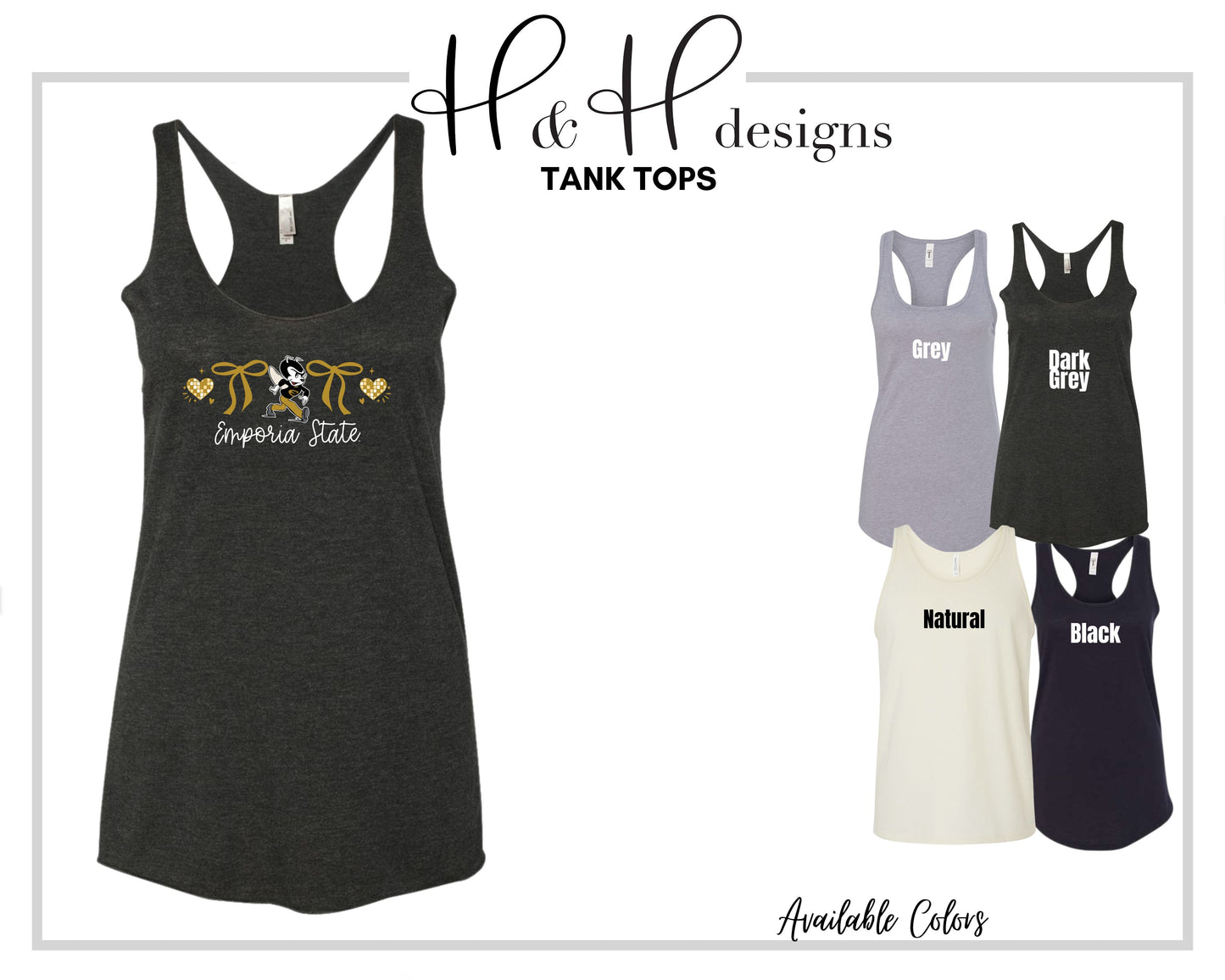 Emporia State Coquette Hearts Bows ~ Licensed Apparel ~HHESU137