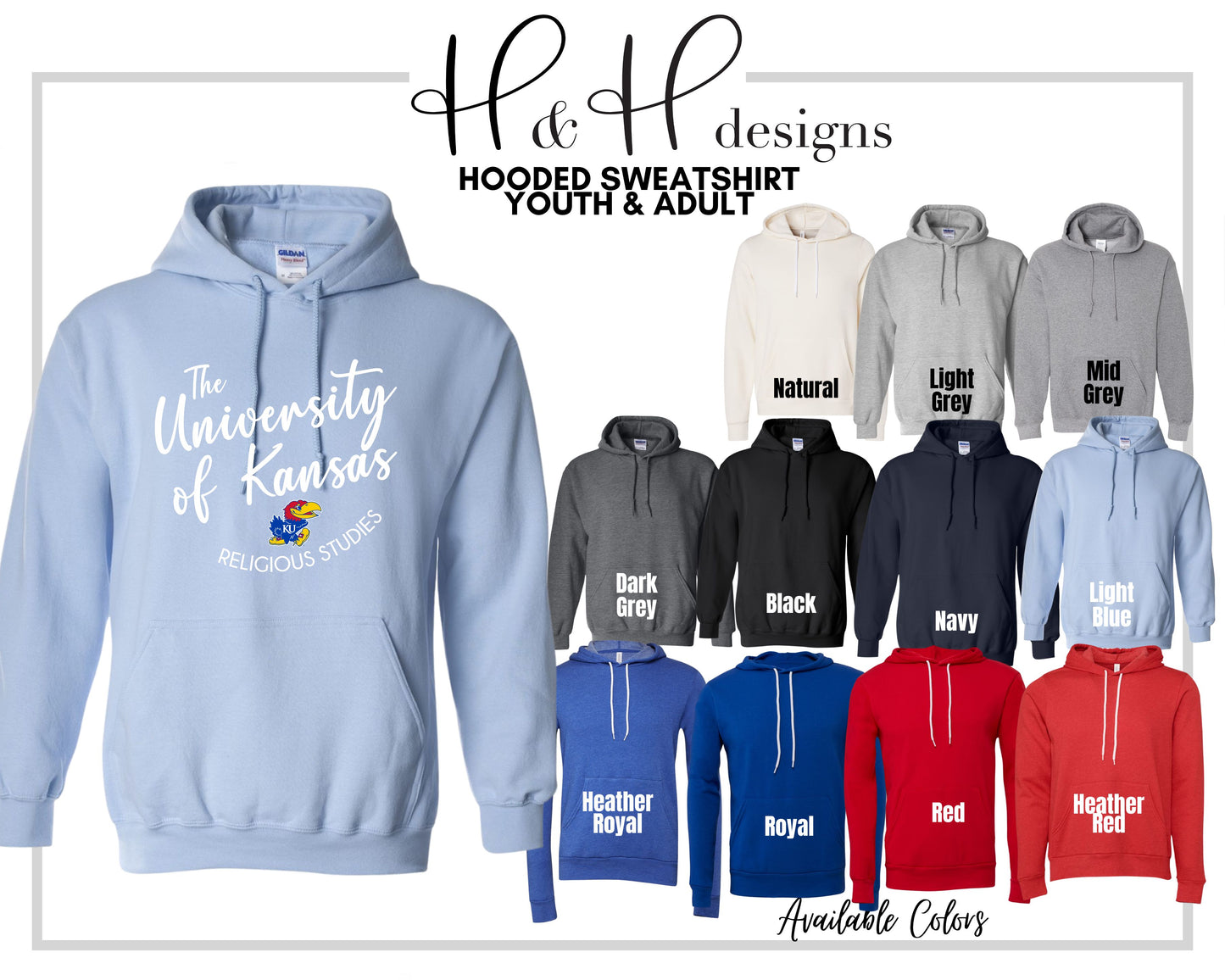 The Unversity of Kansas Religious Studies Round Script ~ Licensed Apparel ~ HHKU186