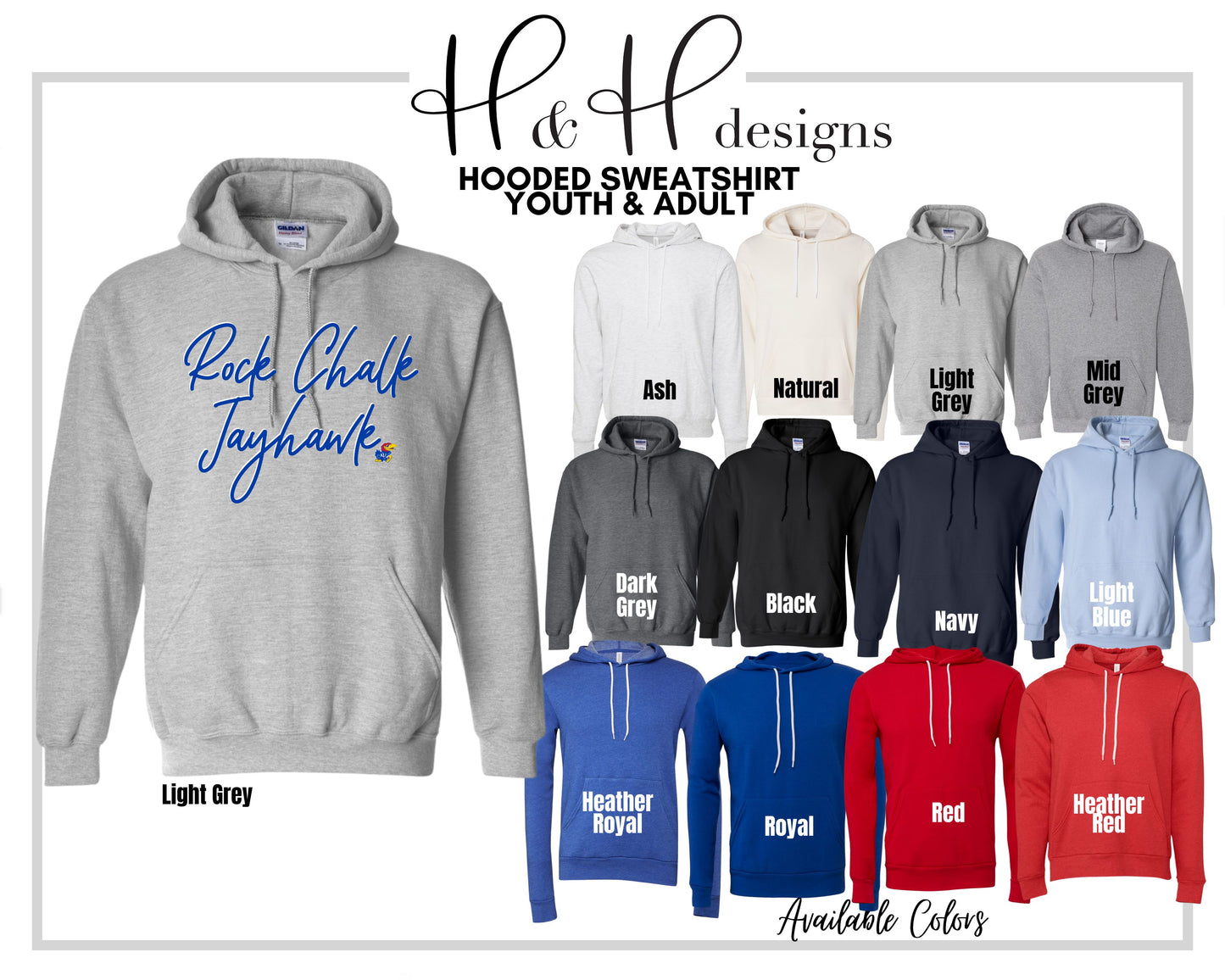 Rock Chalk Jayhawk Script Stack ~ Licensed Apparel ~ HHKU113