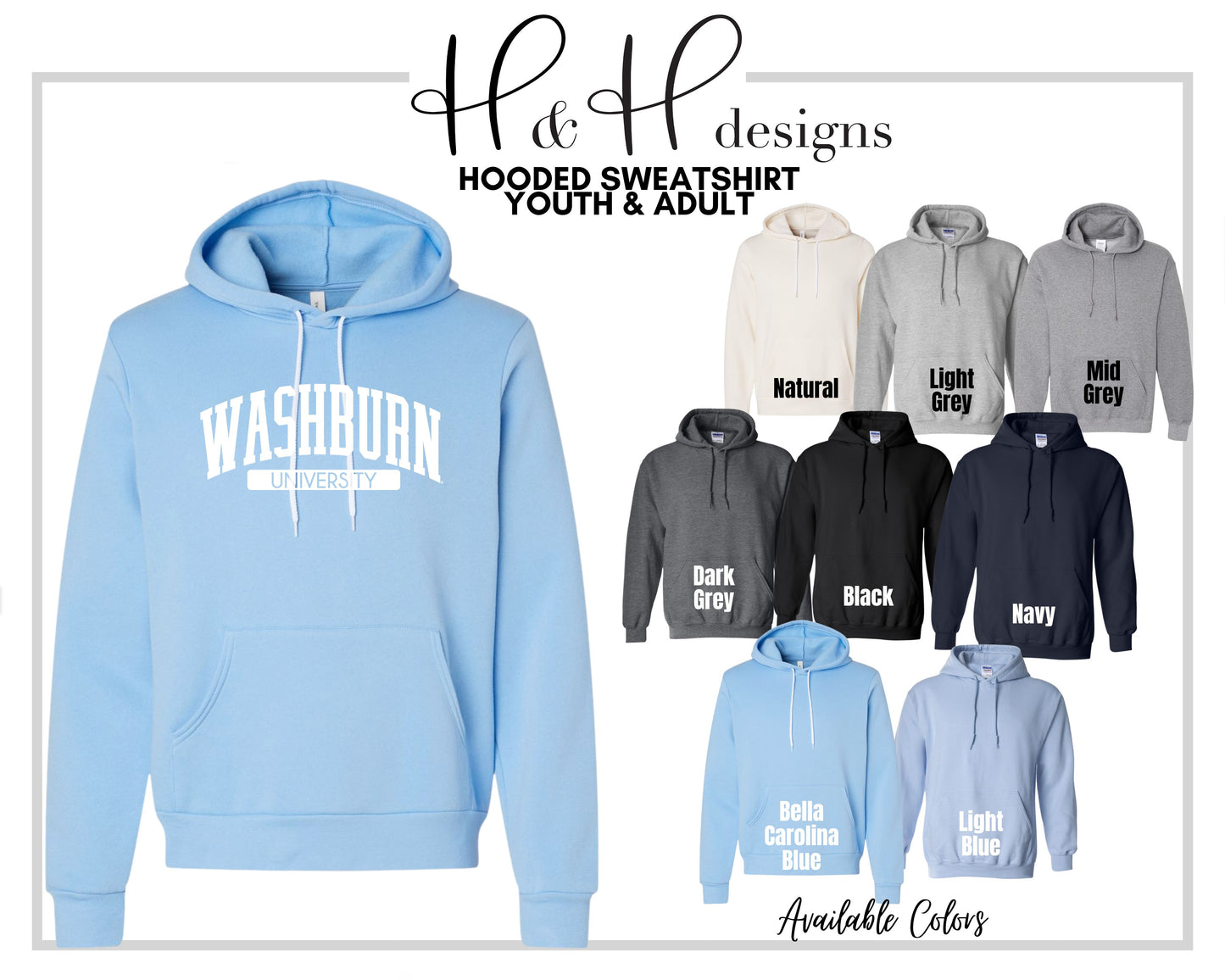 Washburn University Classic Block Arch ~ Licensed Apparel ~ HHWU204