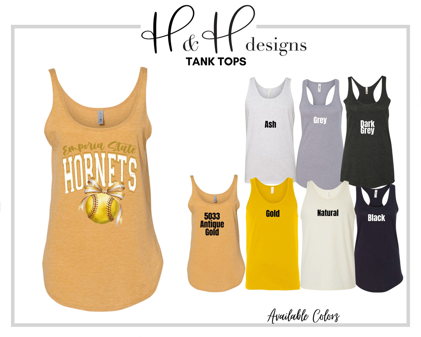Emporia State Hornets Softball Block Bow ~ Licensed Apparel ~ HHESU150