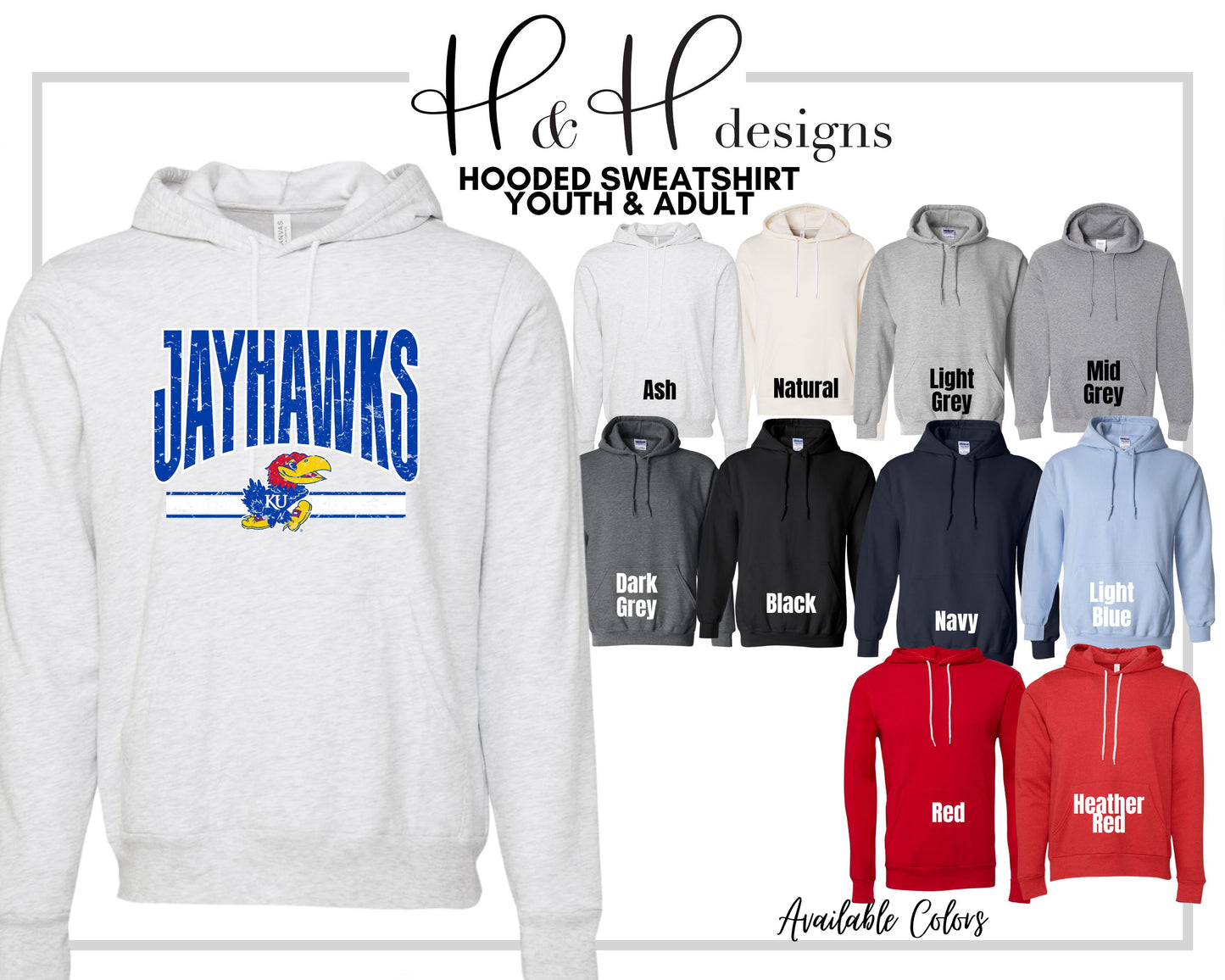 Jayhawks Distressed Warp  ~ Licensed Apparel ~ HHKU147