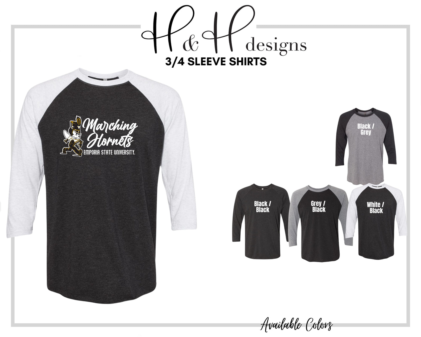 Emporia State University Marching Hornets Script ~ Licensed Apparel ~ HHESU152