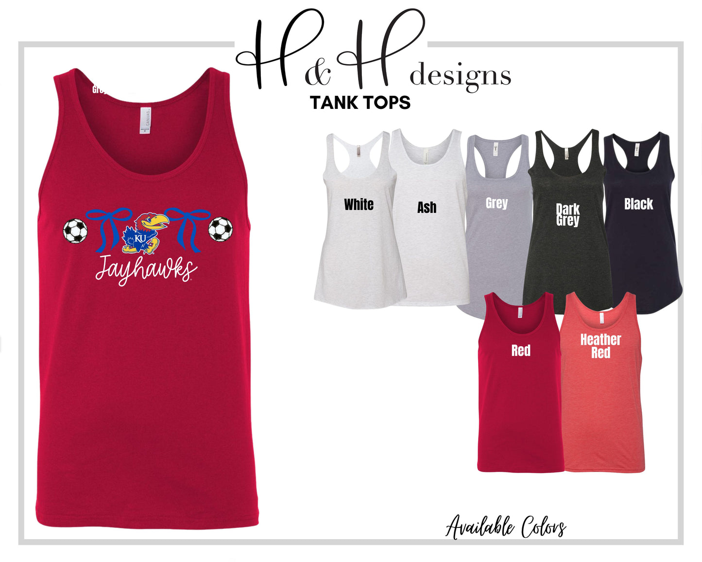 Jayhawks Coquette Soccer Bows ~ Licensed Apparel ~ HHKU164