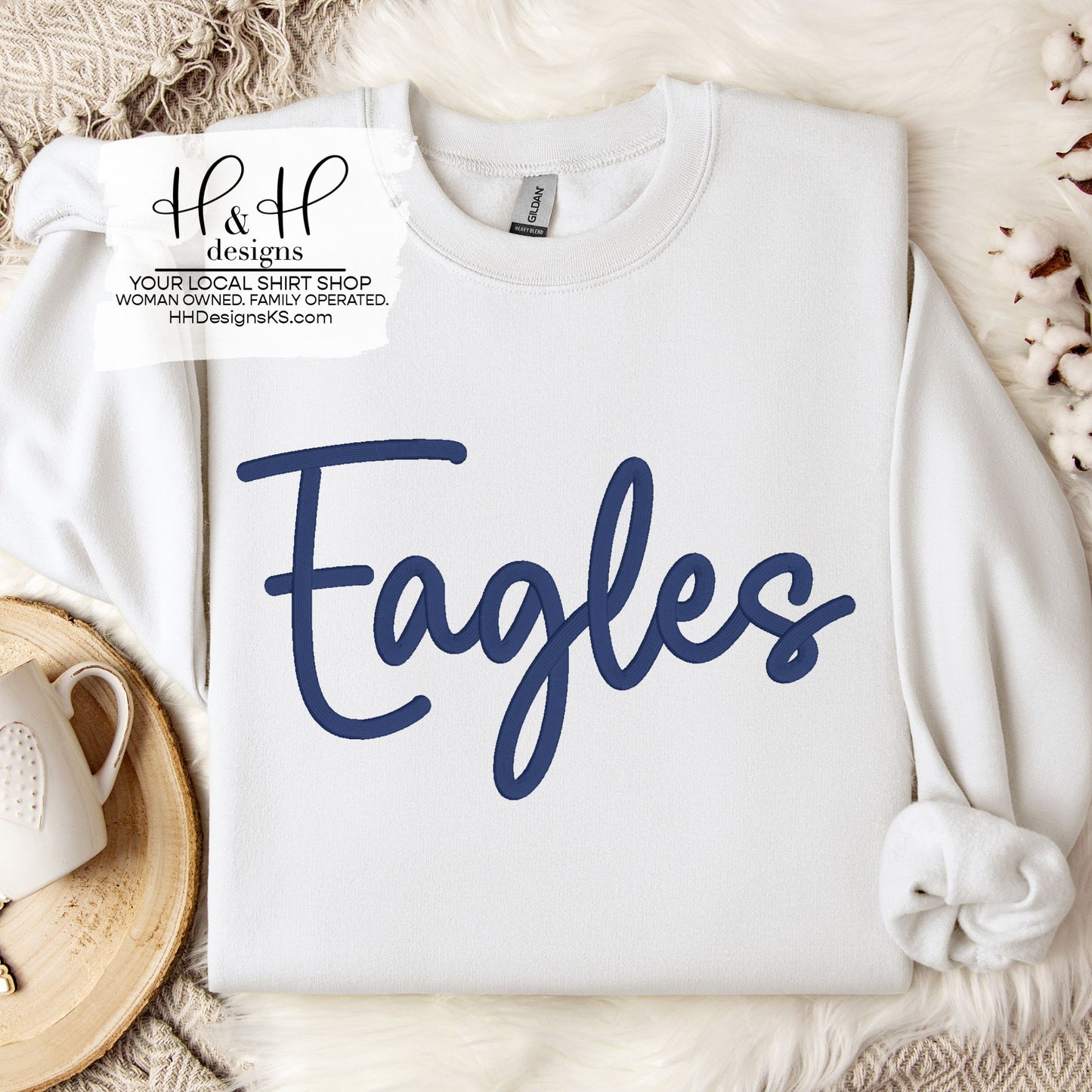 Eagles Puff ~ 3D Script Embroidery ~ Topeka Collegiate