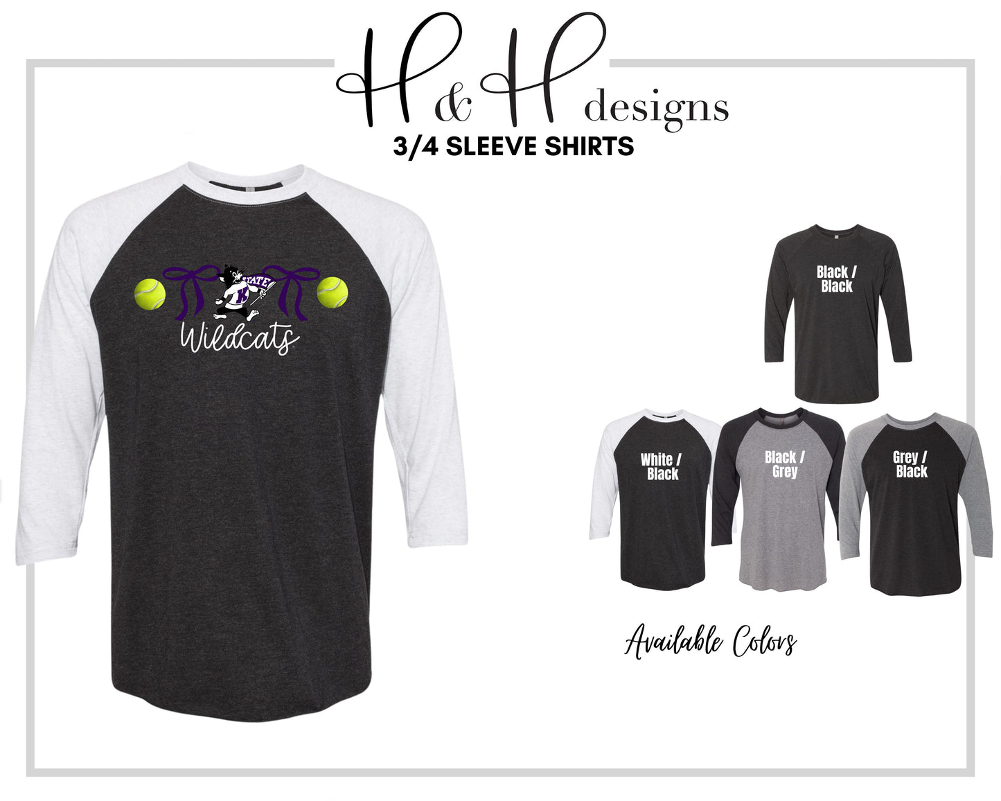 K-State Coquette Tennis Bows ~ Licensed Apparel ~ HHKSU187